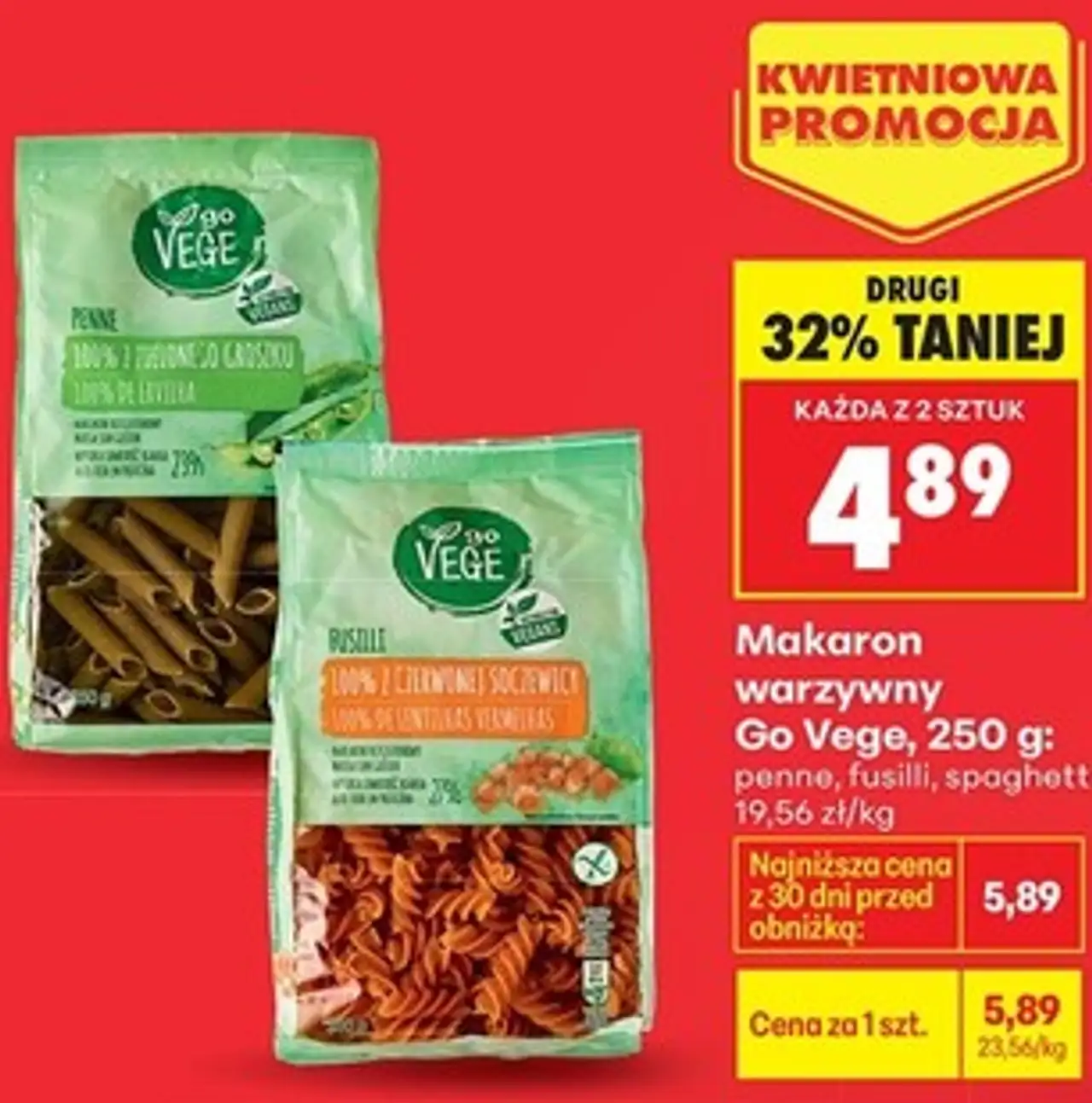 Makaron warzywny Go Vege, 250 g: penne, fusilli, spaghetti