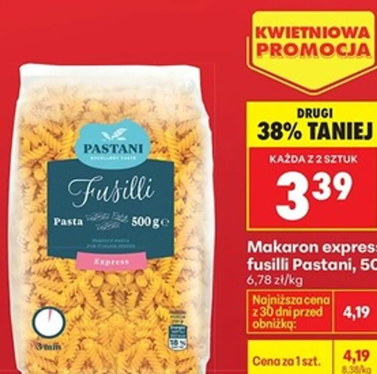 Makaron express fusilli Pastani, 500 g