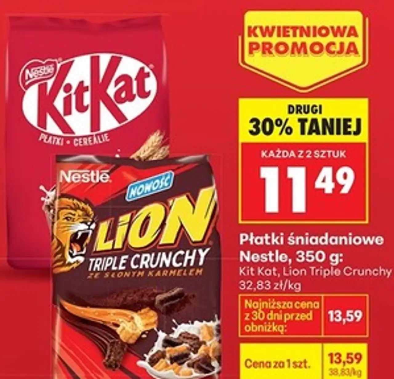 Płatki śniadaniowe Kit Kat, Lion Triple Crunchy Nestlé, 350 g: