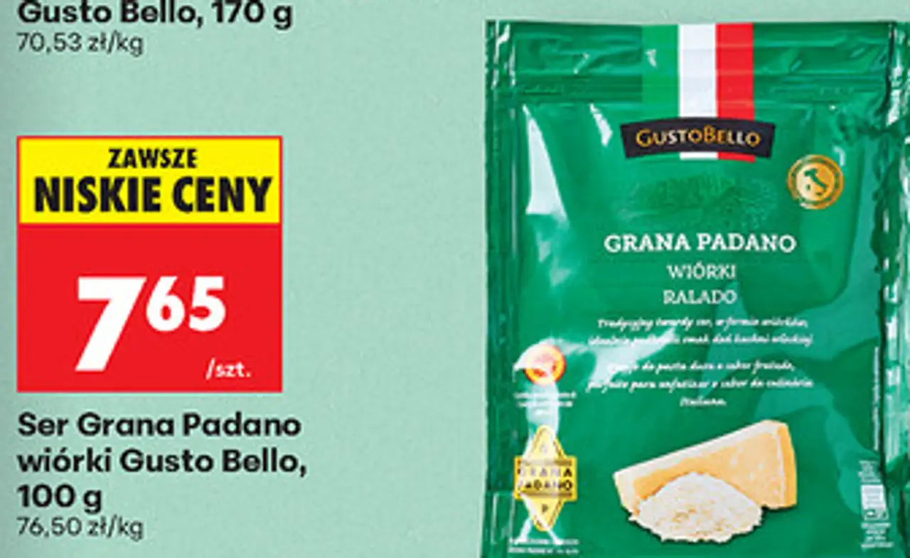Ser Grana Padano wiórki Gusto Bello, 100 g