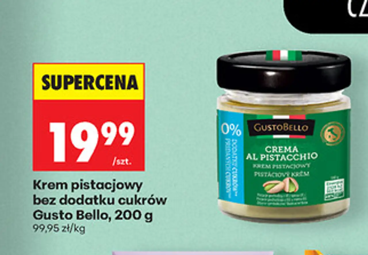 Krem pistacjowy bez dodatku cukrów Gusto Bello, 200 g