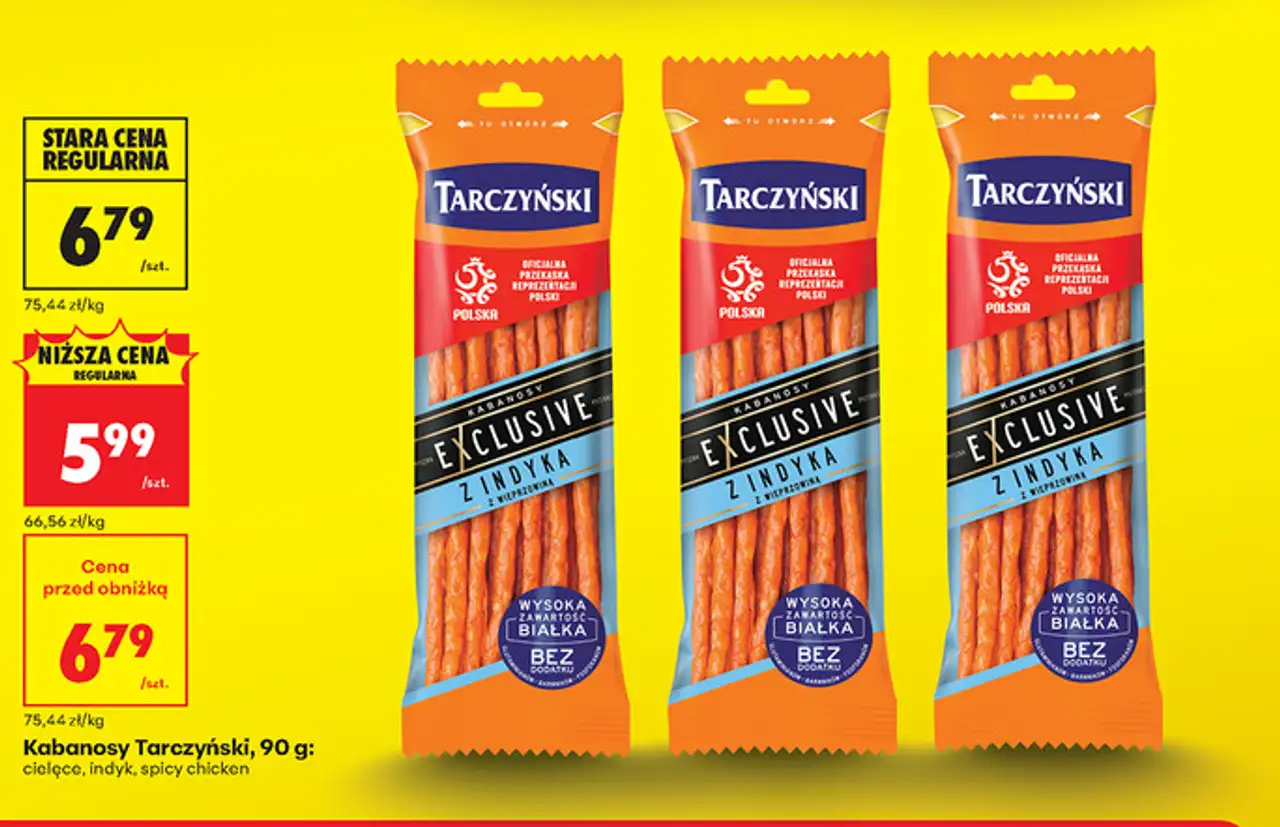 Kabanosy Tarczyński, 90 g: cielęce, indyk, spicy chicken