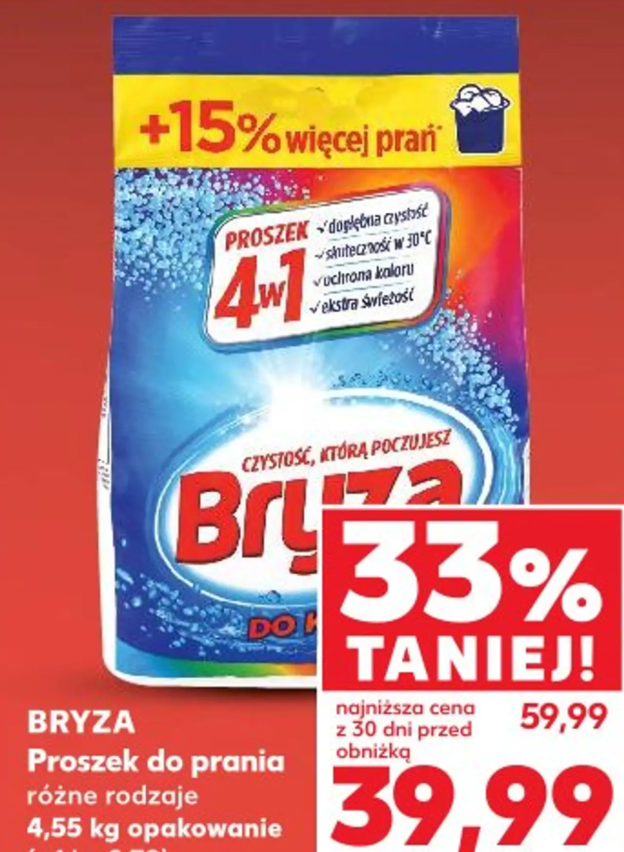 BRYZA Proszek do prania różne rodzaje 4,55 kg opakowanie