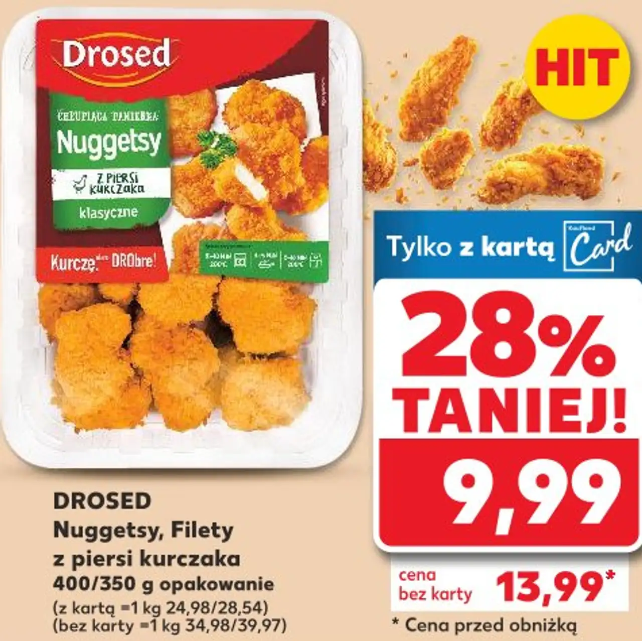 DROSED Nuggetsy , Filety z piersi kurczaka 400/350 g opakowanie