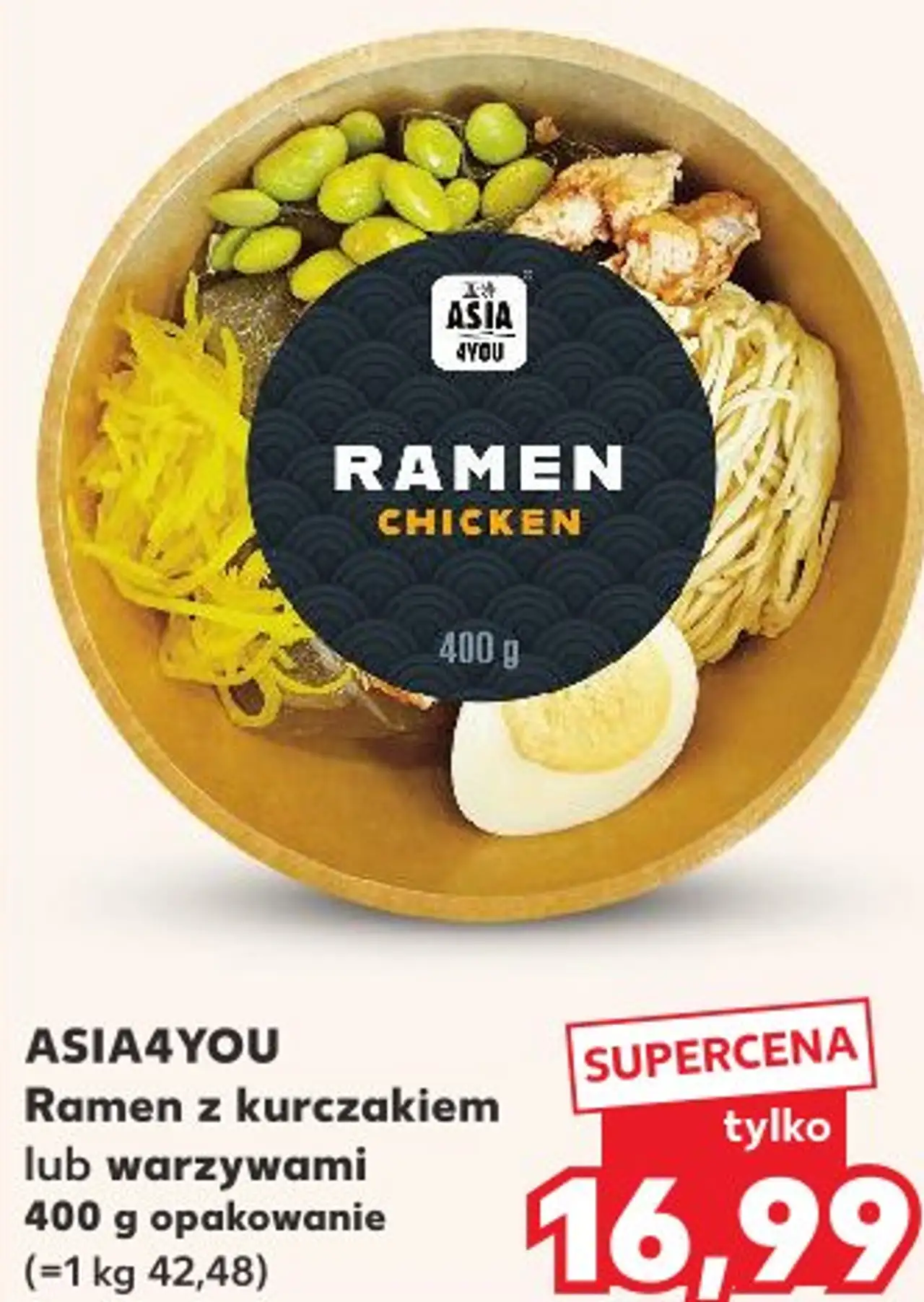 ASIA4YOU Ramen z kurczakiem lub warzywami 400 g opakowanie