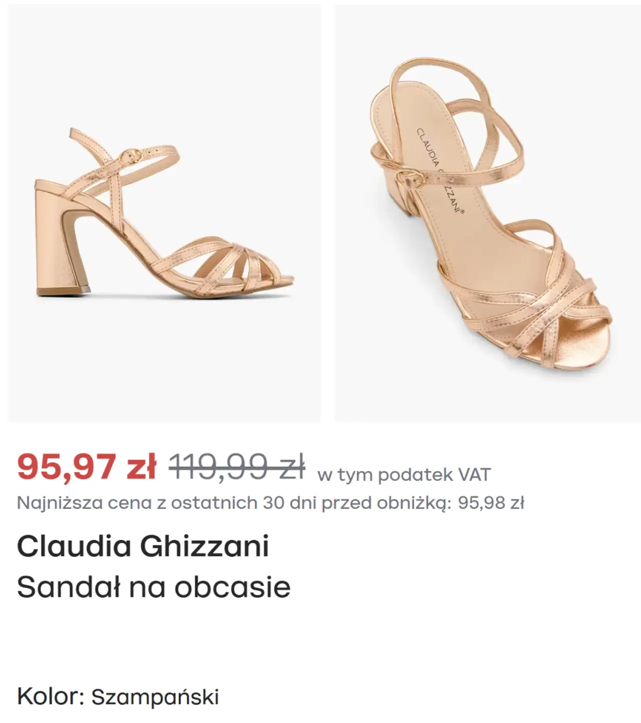 Sandał na obcasie Claudia Ghizzani