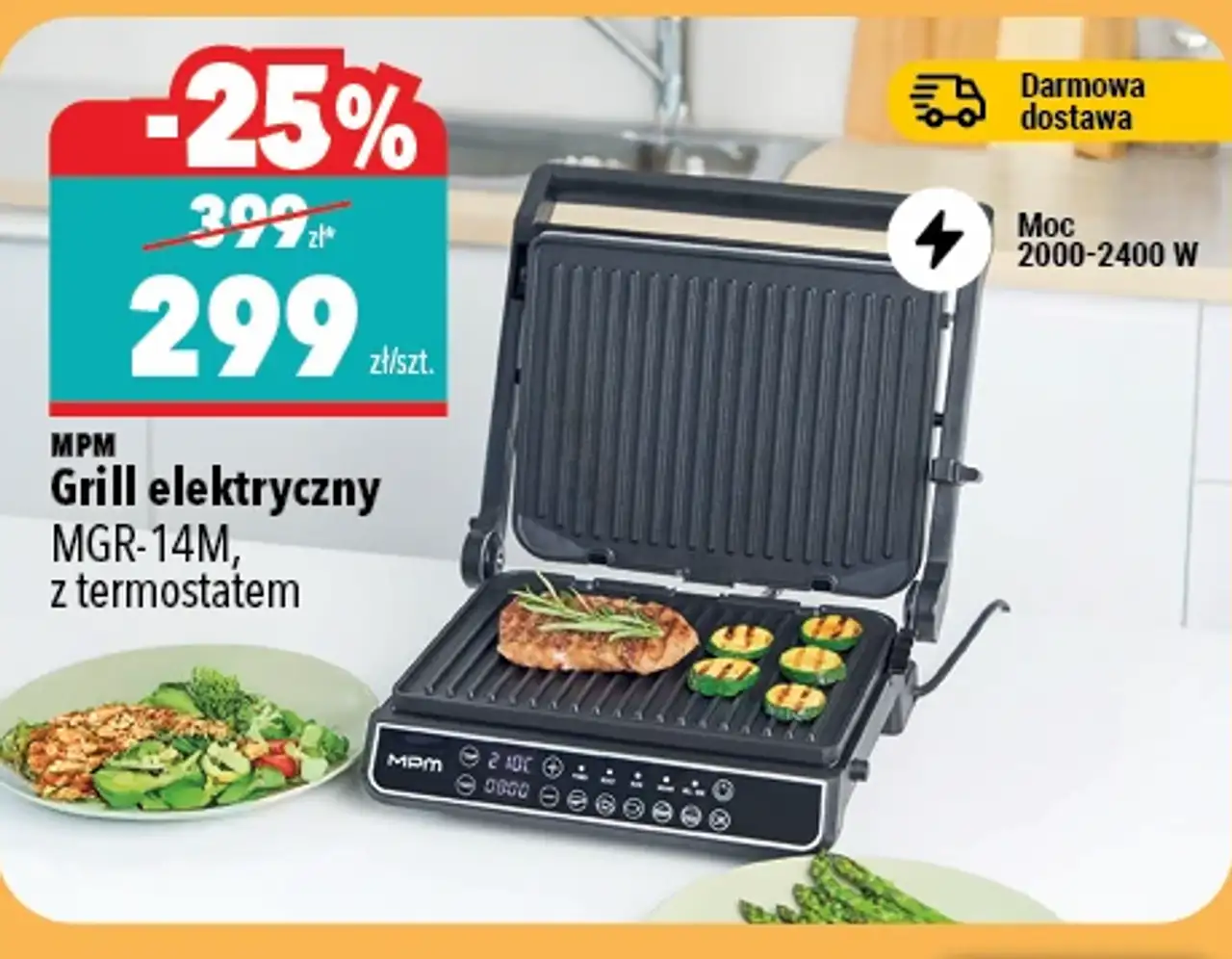 Grill elektryczny MGR-14M, z termostatem