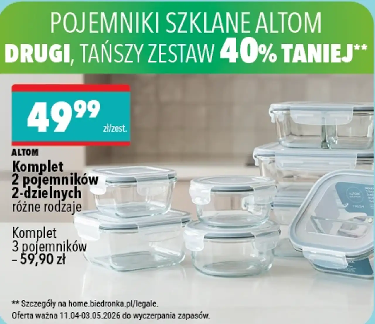 Komplet 2 pojemników 2-dzielnych
