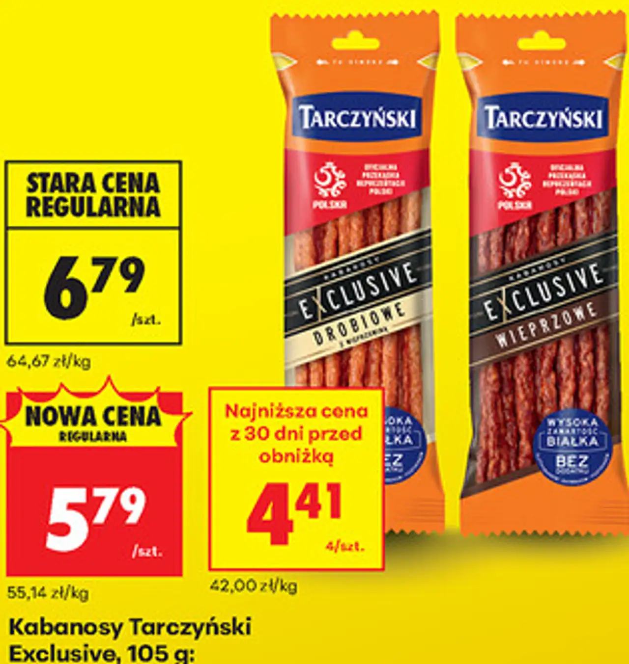 Kabanosy Tarczyński Exclusive, 105 g: drobiowe, wieprzowe