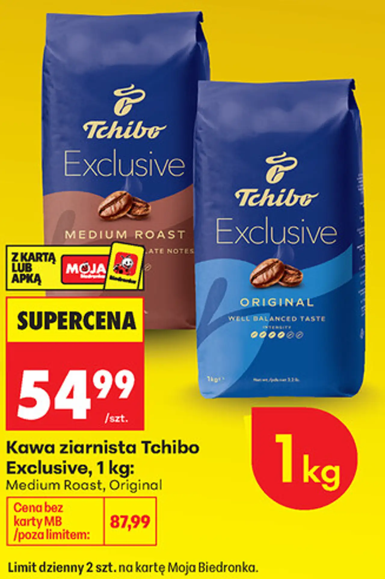 Kawa ziarnista Tchibo Exclusive, 1 kg: Medium Roast, Original
