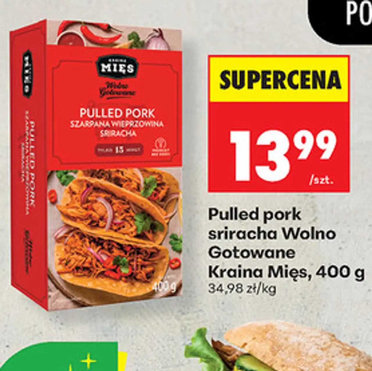 Pulled pork sriracha Wolno Gotowane Kraina Mięs, 400 g