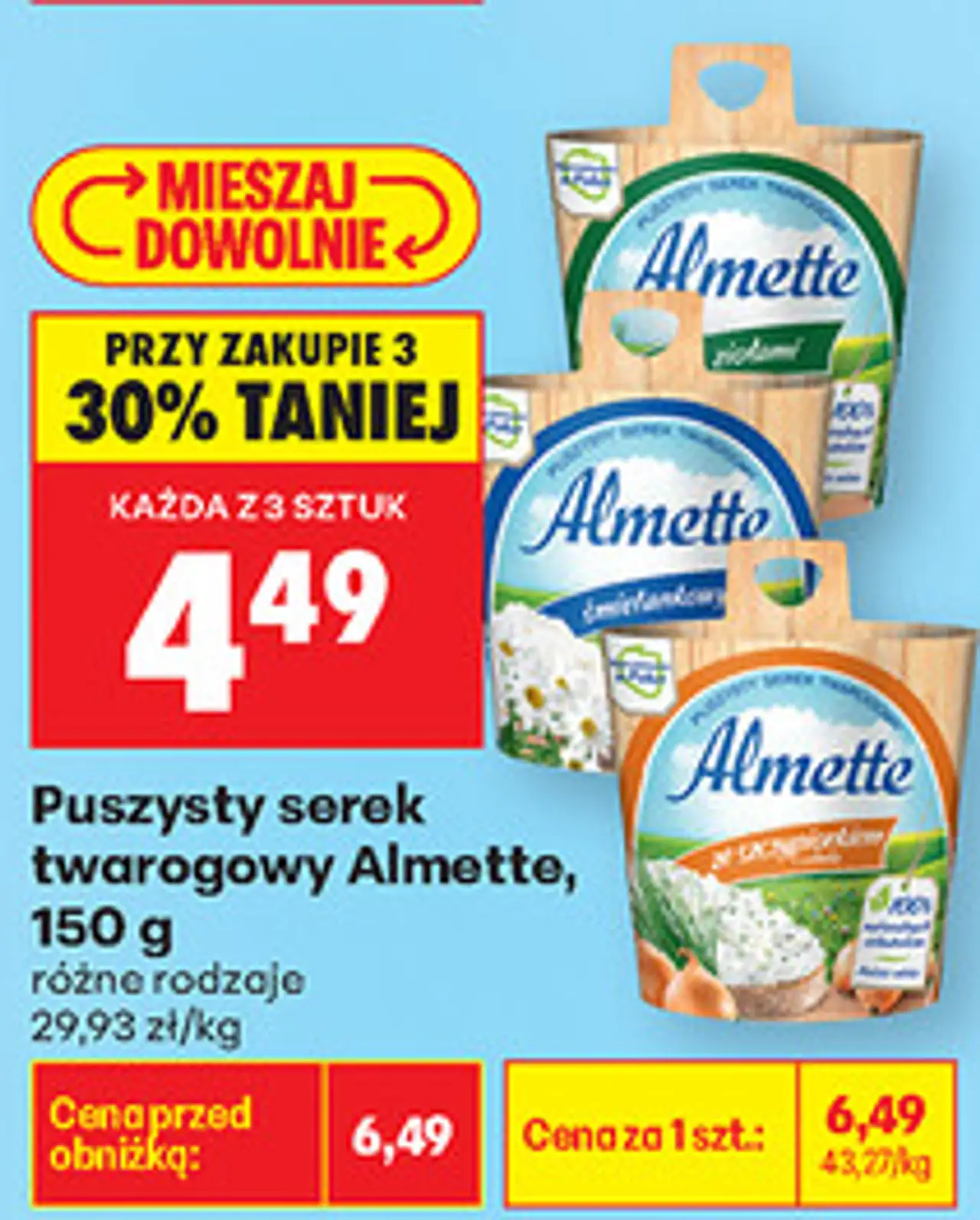 Puszysty serek twarogowy Almette, 150 g różne rodzaje