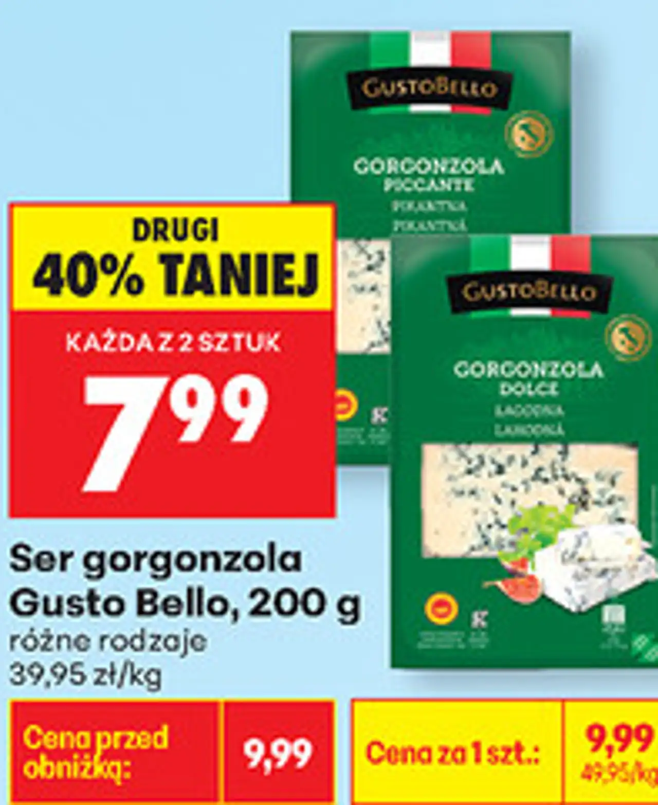 Ser gorgonzola Gusto Bello, 200 g różne rodzaje