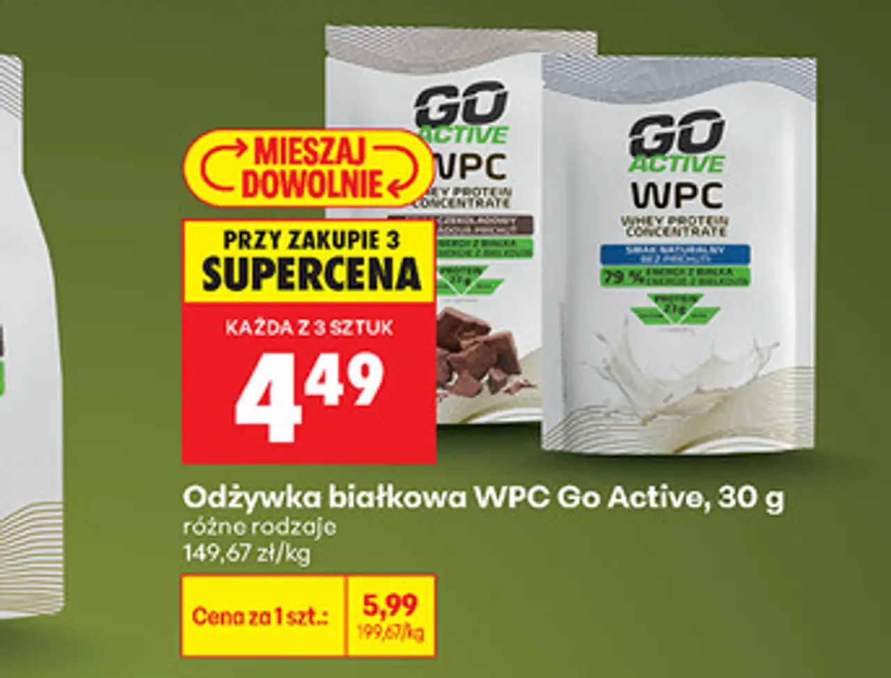Odżywka białkowa WPC Go Active, 30 g różne rodzaje