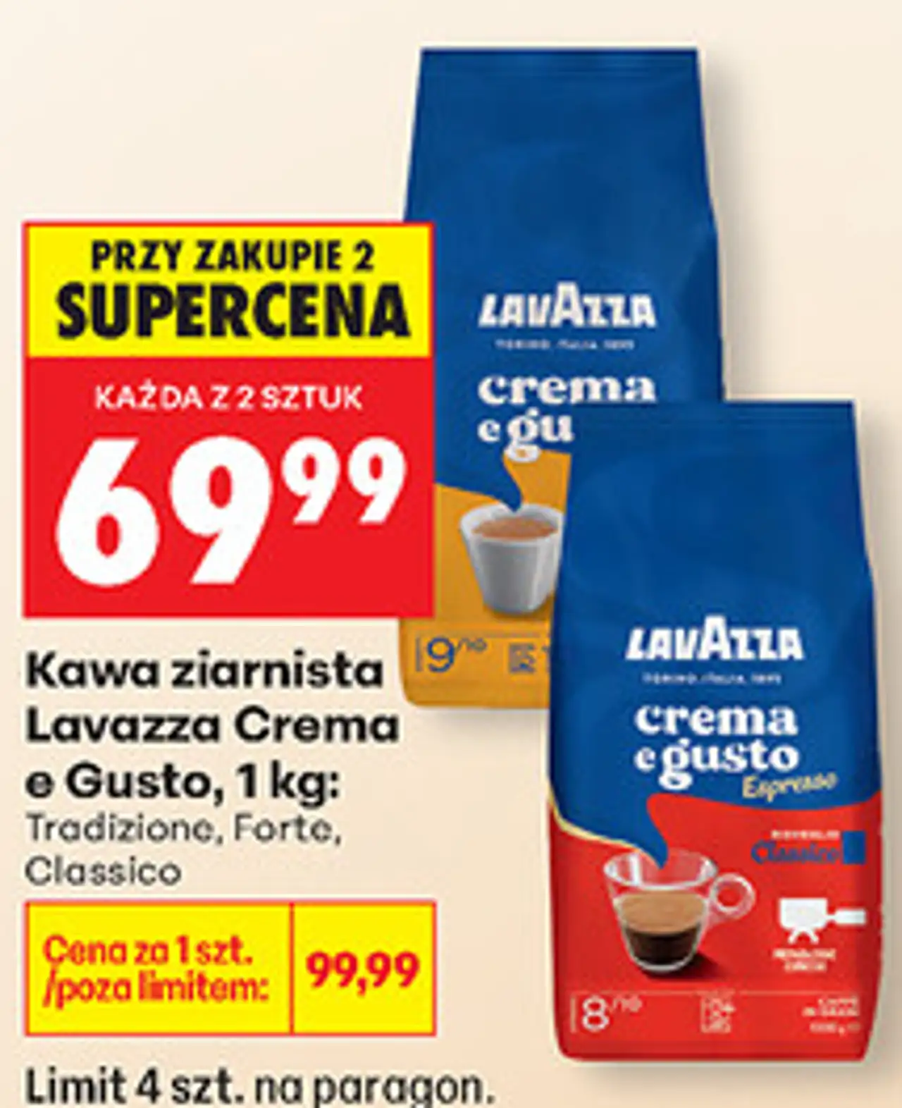 Kawa ziarnista Lavazza Crema e Gusto, 1 kg: Tradizione, Forte, Classico