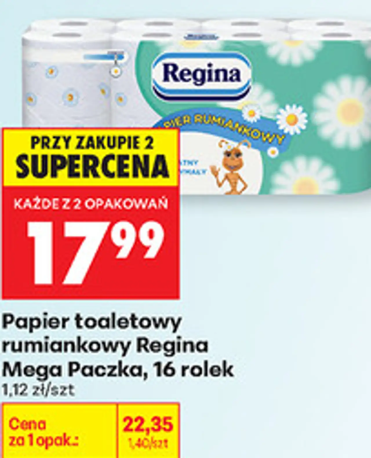 Papier toaletowy rumiankowy Regina Mega Paczka, 16 rolek