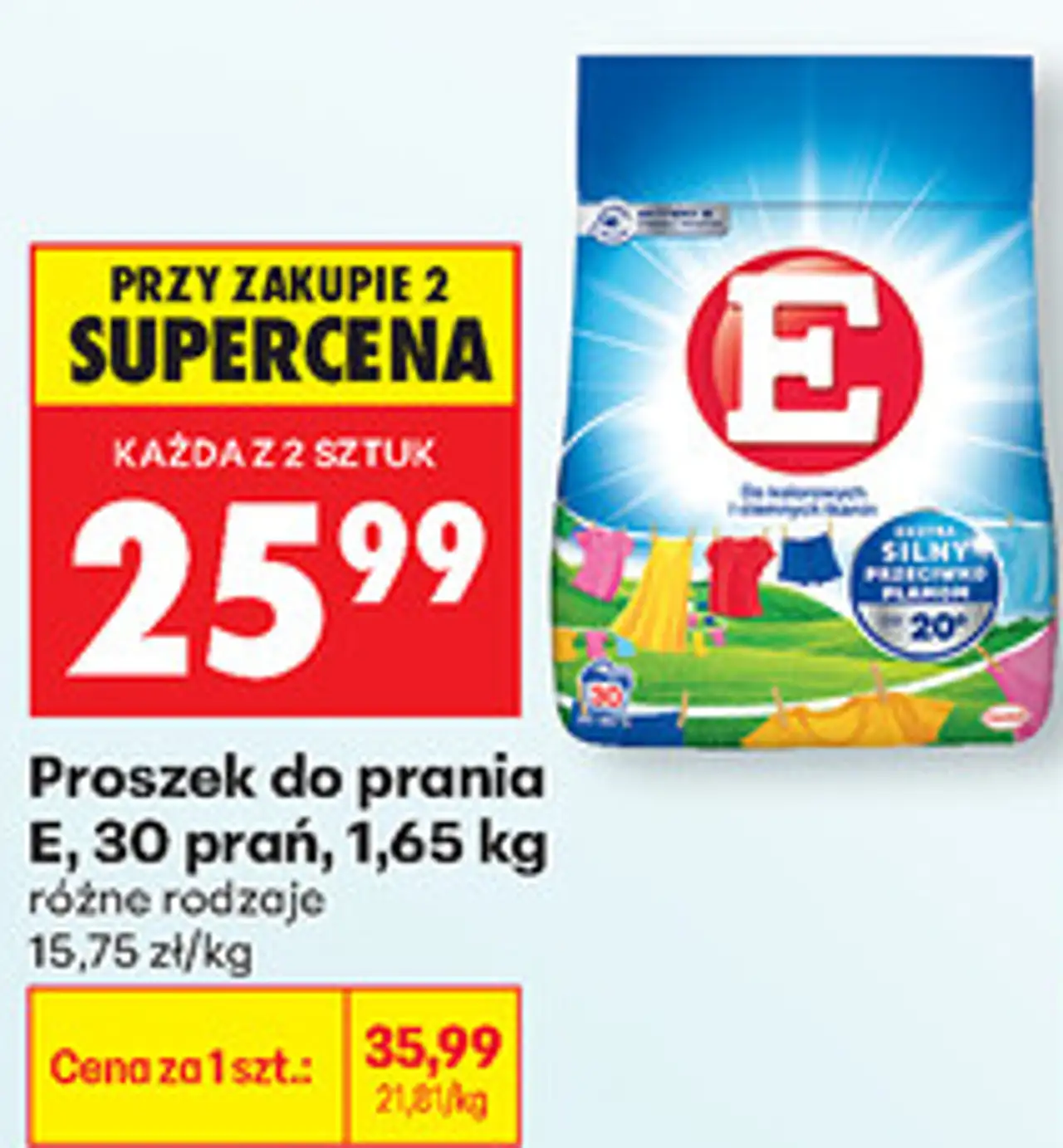Proszek do prania E, 30 prań, 1,65 kg