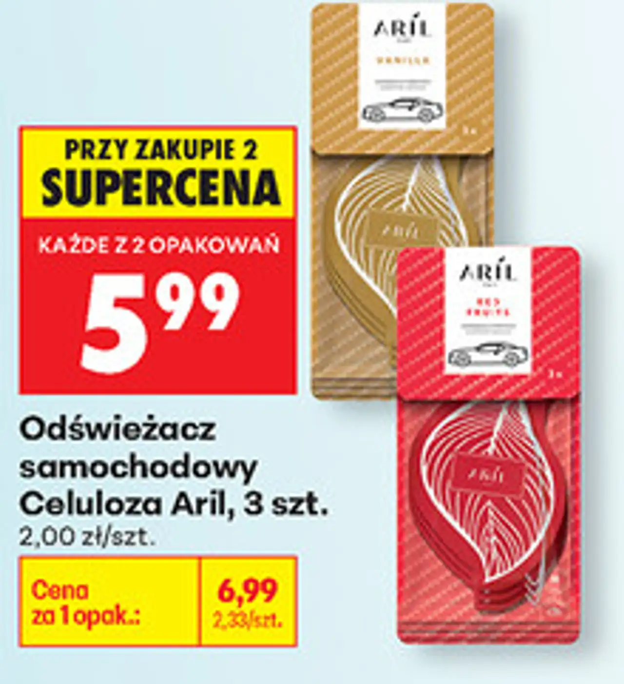 Odświeżacz samochodowy Celuloza Aril, 3 szt.