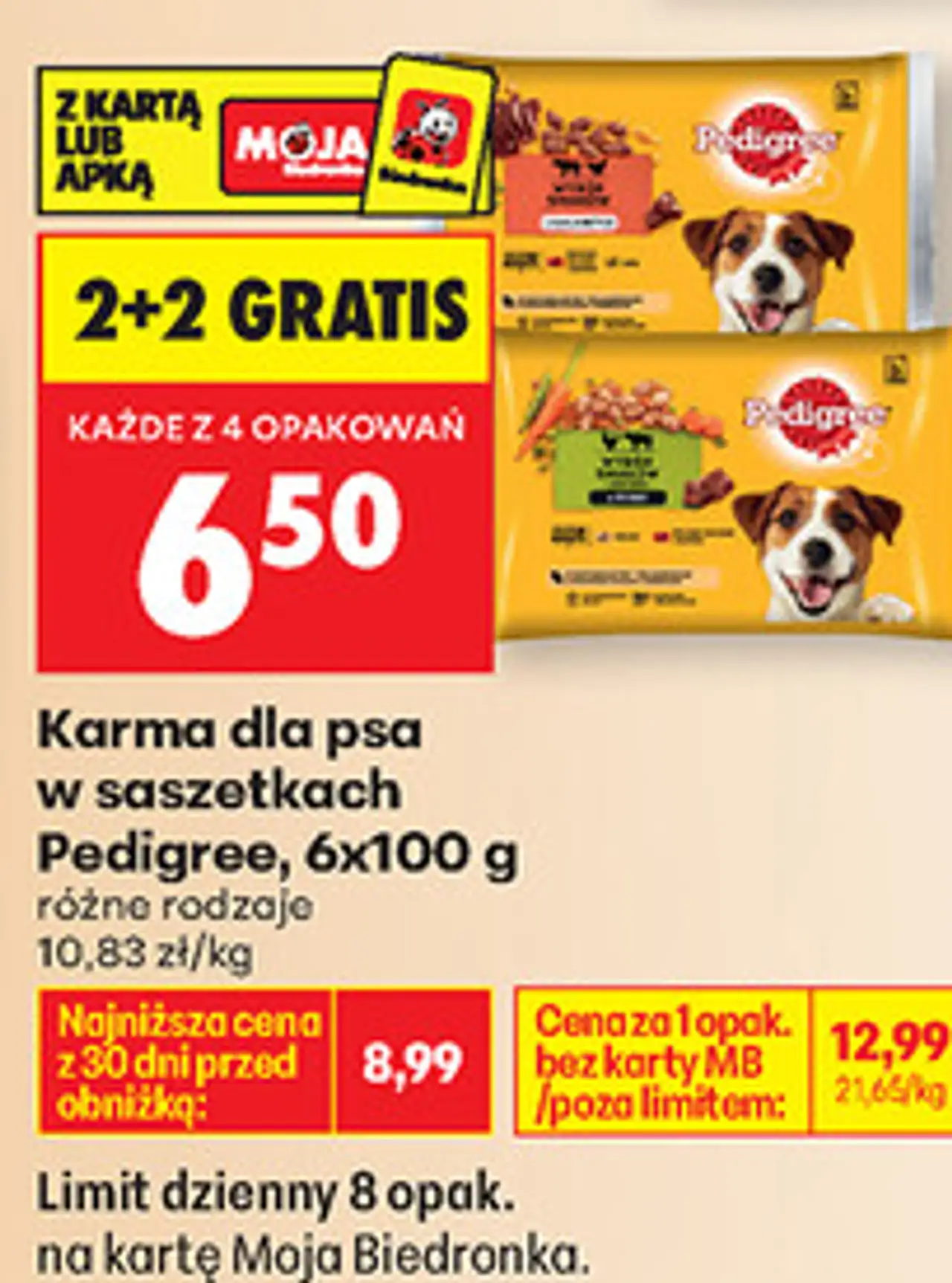 Karma dla psa w saszetkach Pedigree, 6x100 g