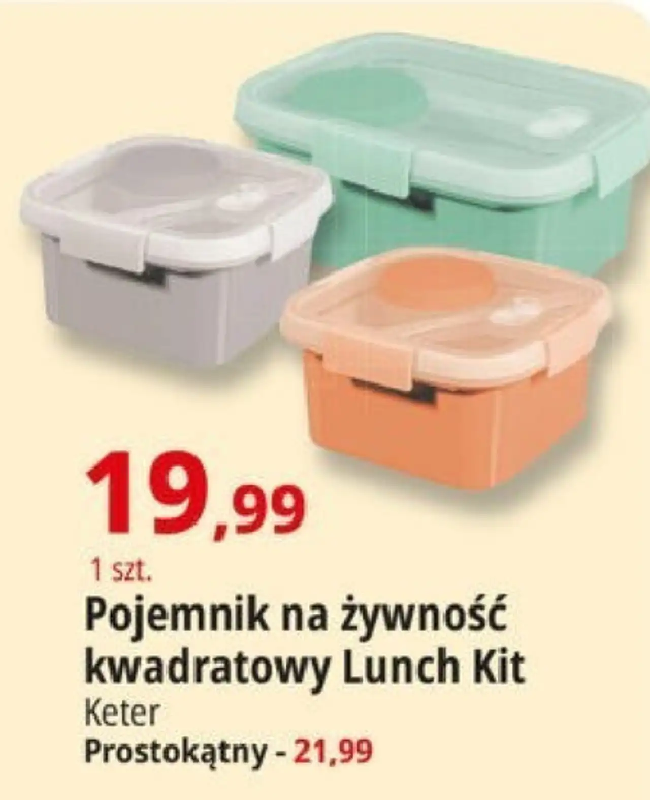 Pojemnik na żywność lunch kit smart eco line prostokątny 1 l Keter