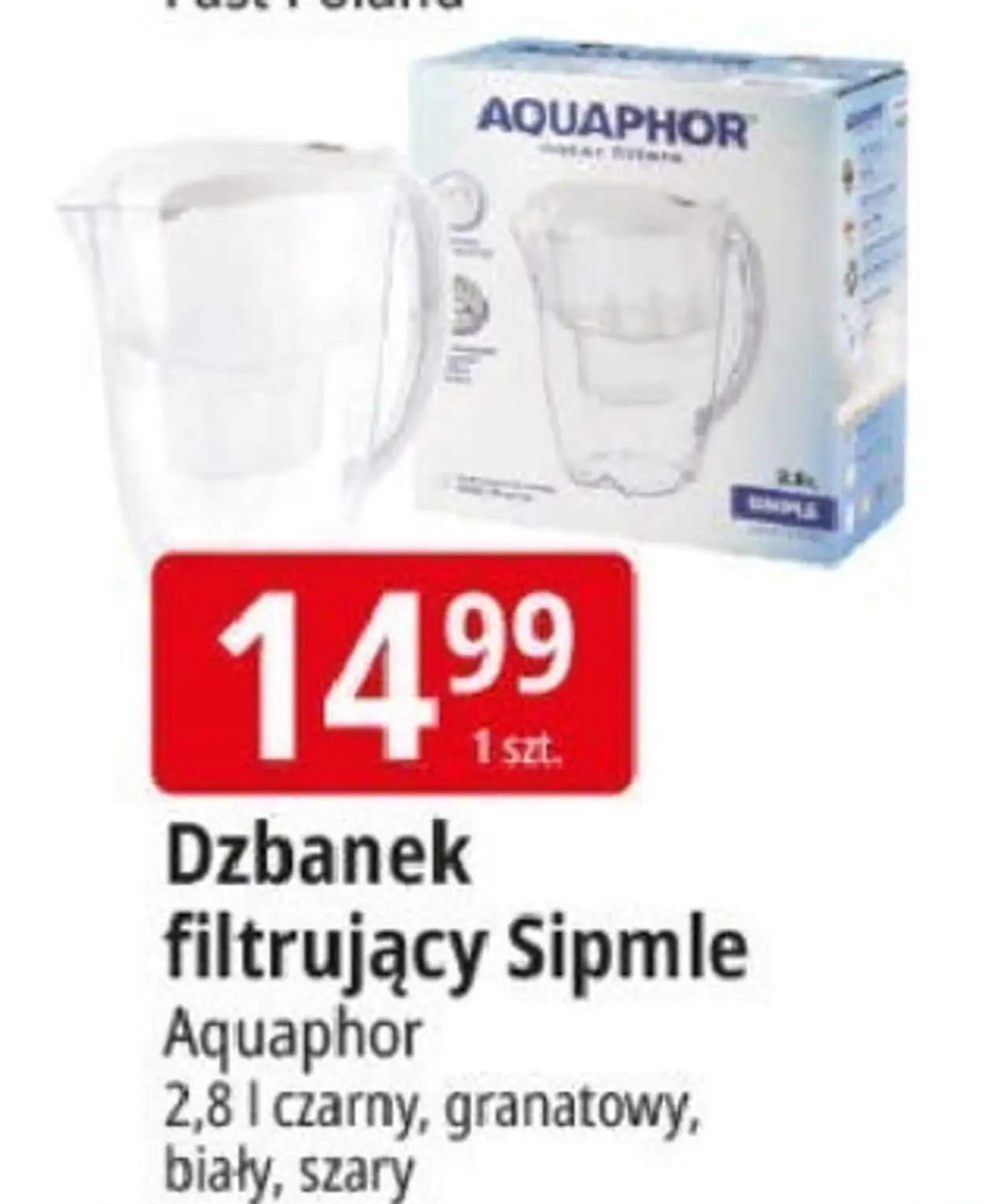 Dzbanek filtrujący simple 2.8 l szary Aquaphor