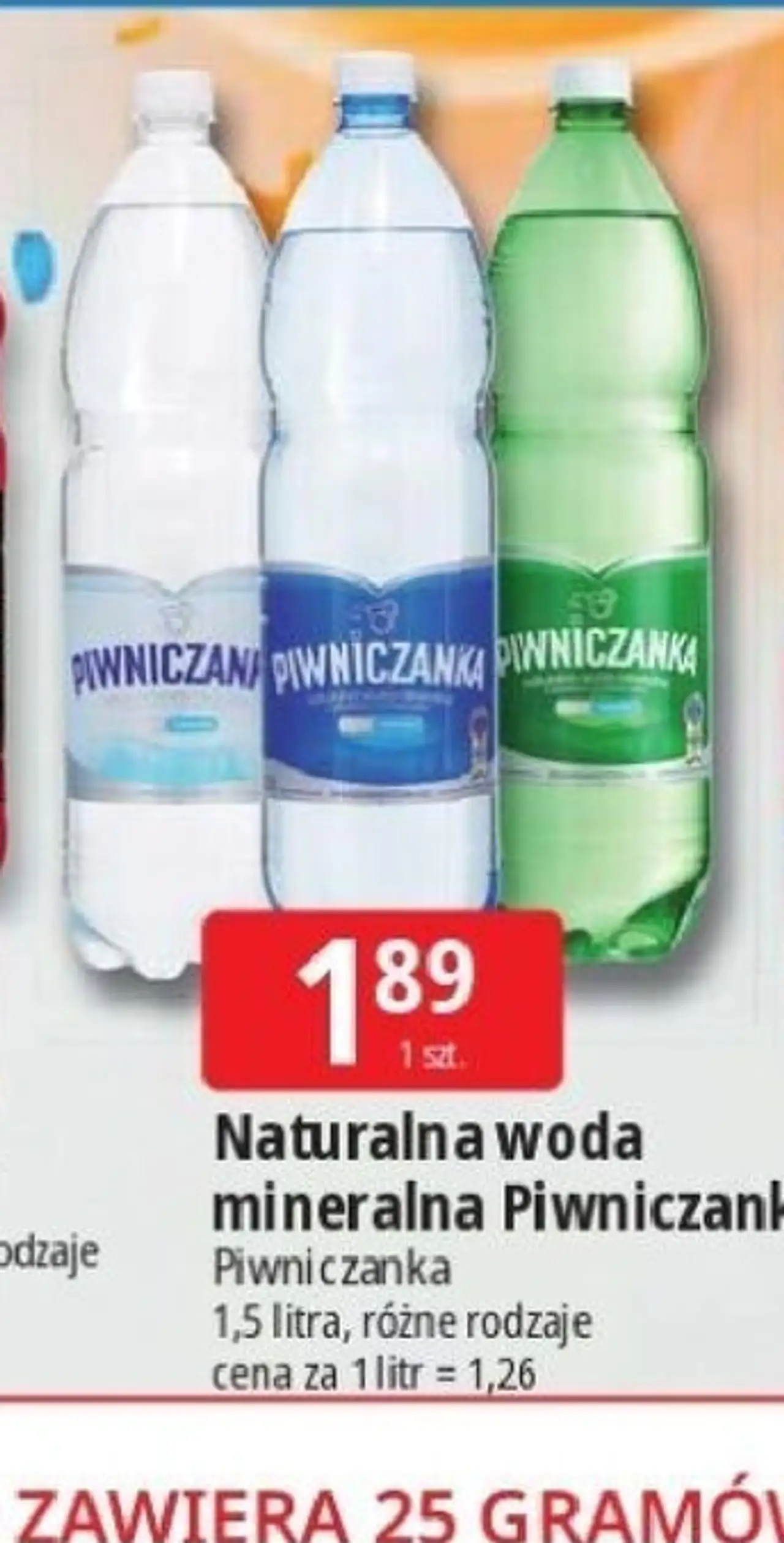 Naturalna woda mineralna Piwniczanka 1,5 litra, różne rodzaje