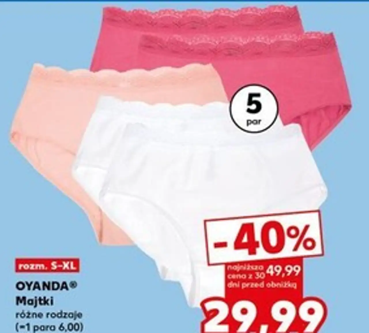 OYANDA Majtki różne rodzaje
