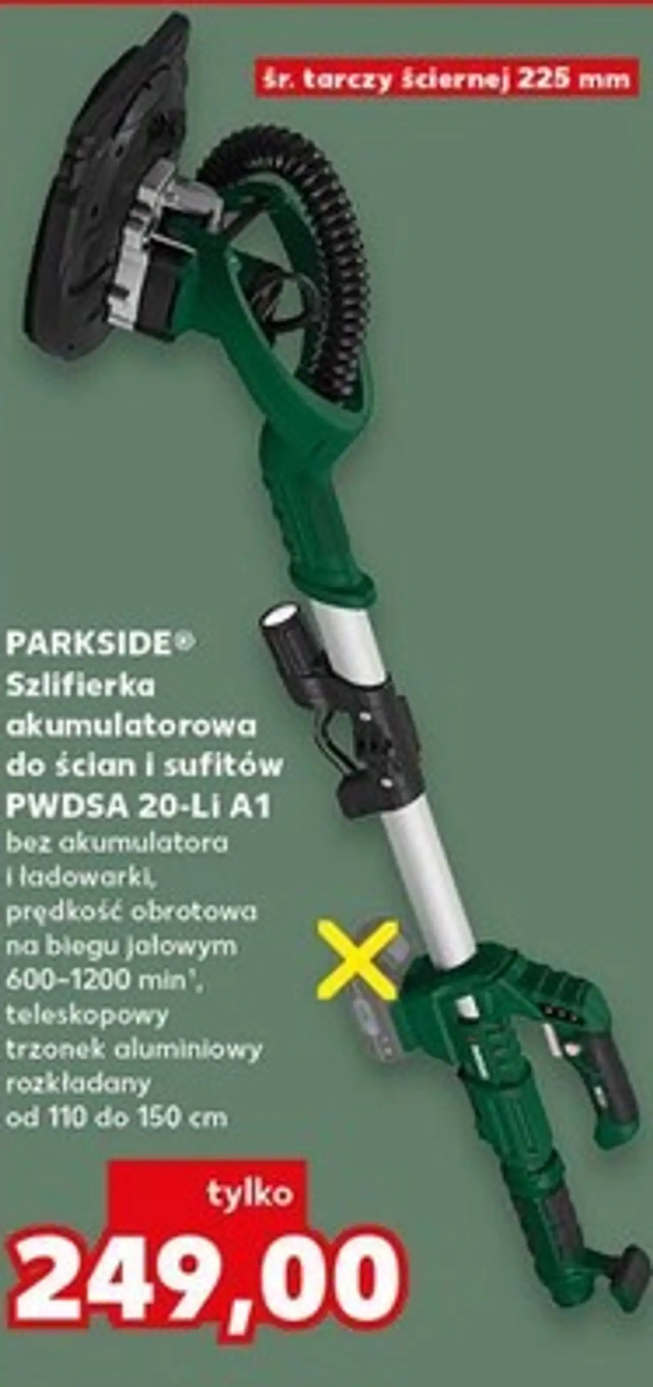 PARKSIDE® Szlifierka akumulatorowa do ścian i sufitów PWDSA 20-Li A1