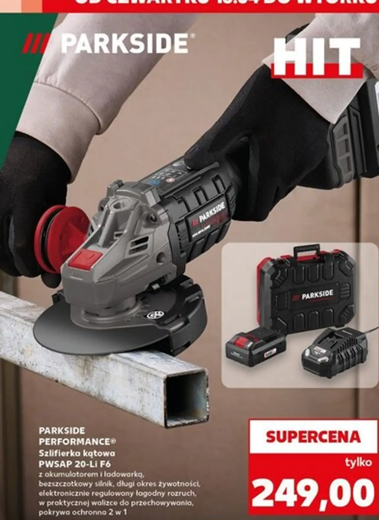 PARKSIDE PERFORMANCE® Szlifierka kątowa PWSAP 20-Li F6