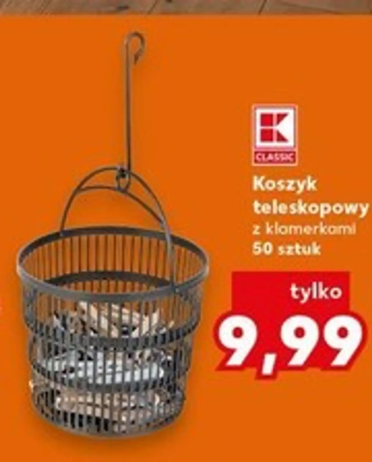 Koszyk teleskopowy z klamerkami 50 sztuk