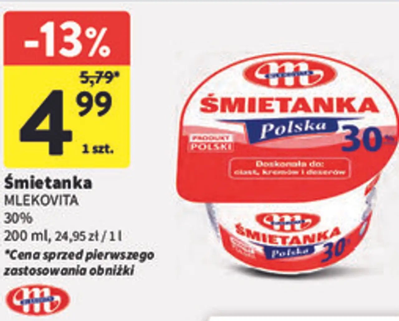 Śmietanka MLEKOVITA 30%