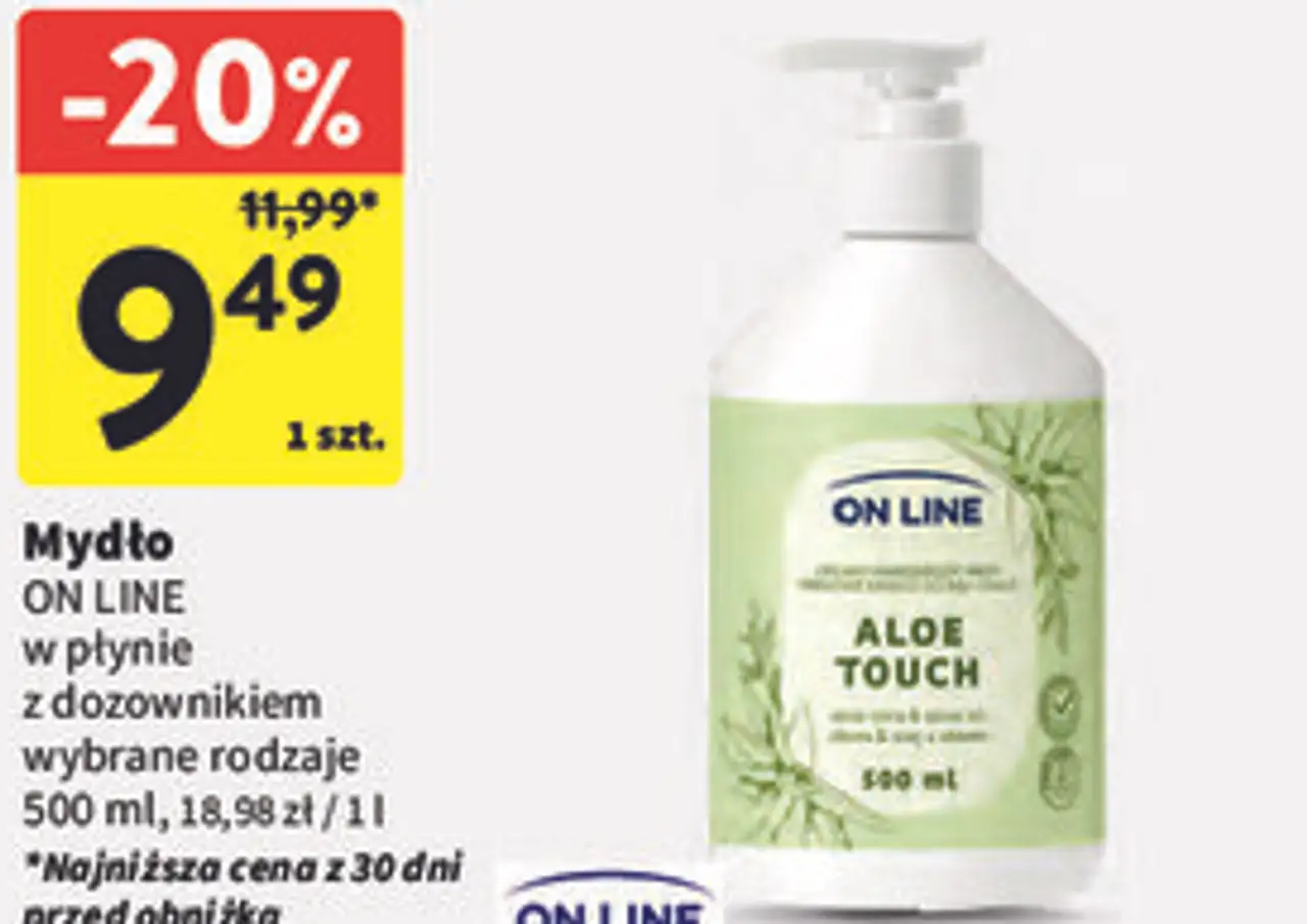 Mydło ON LINE w płynie z dozownikiem wybrane rodzaje 500 ml