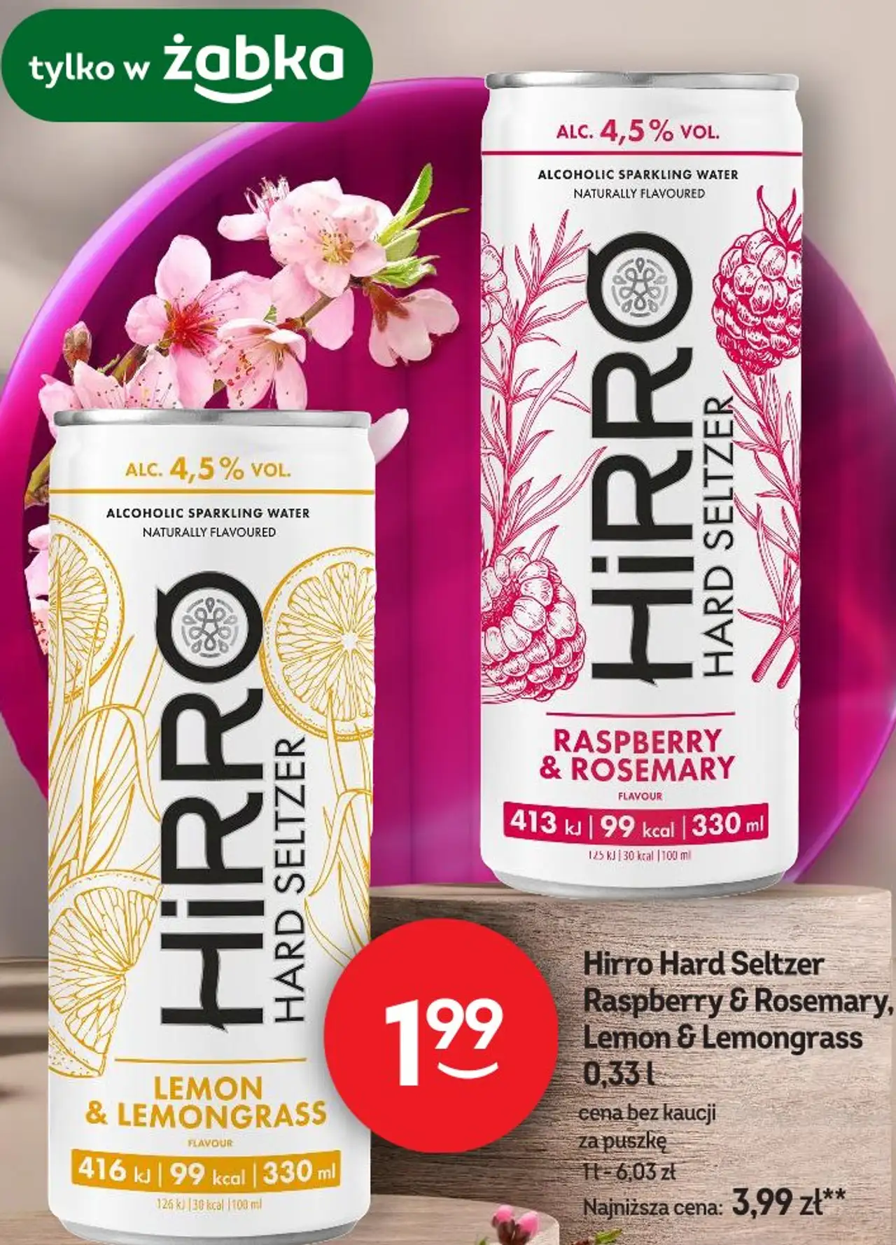 Hirro Hard Seltzer Raspberry & Rosemary, Lemon & Lemongrass 0,33 l