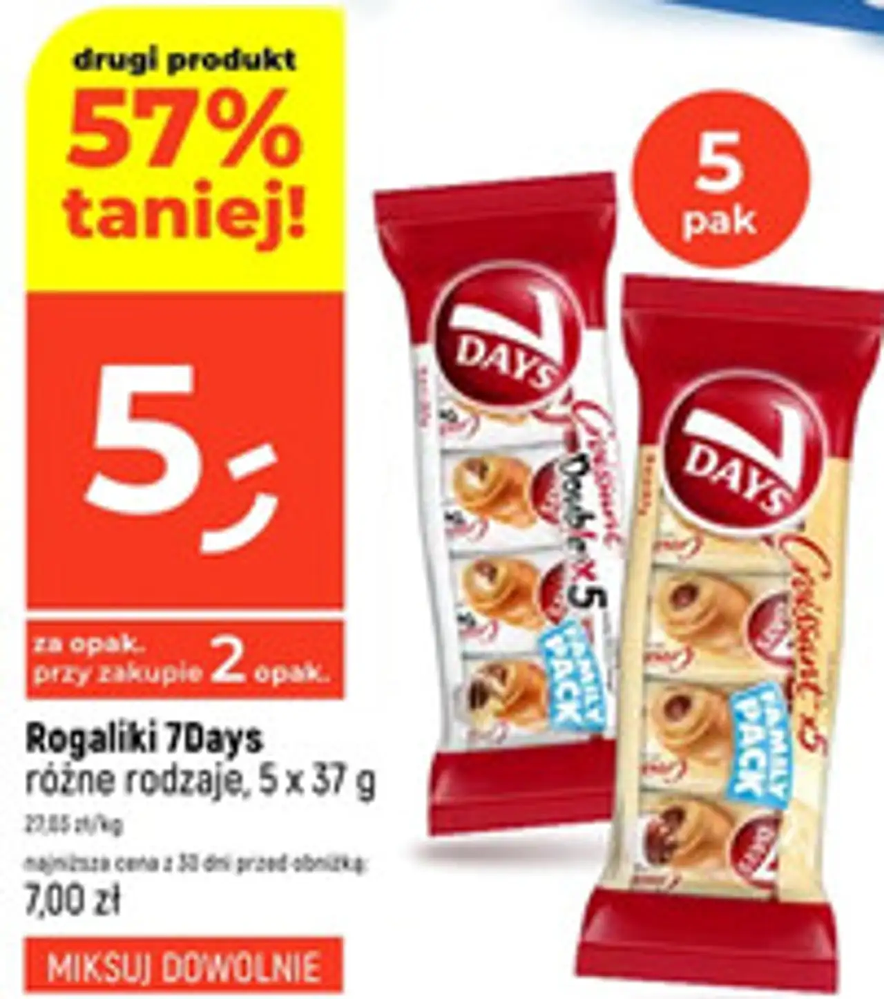 Rogaliki 7Days różne rodzaje, 5 x 37 g