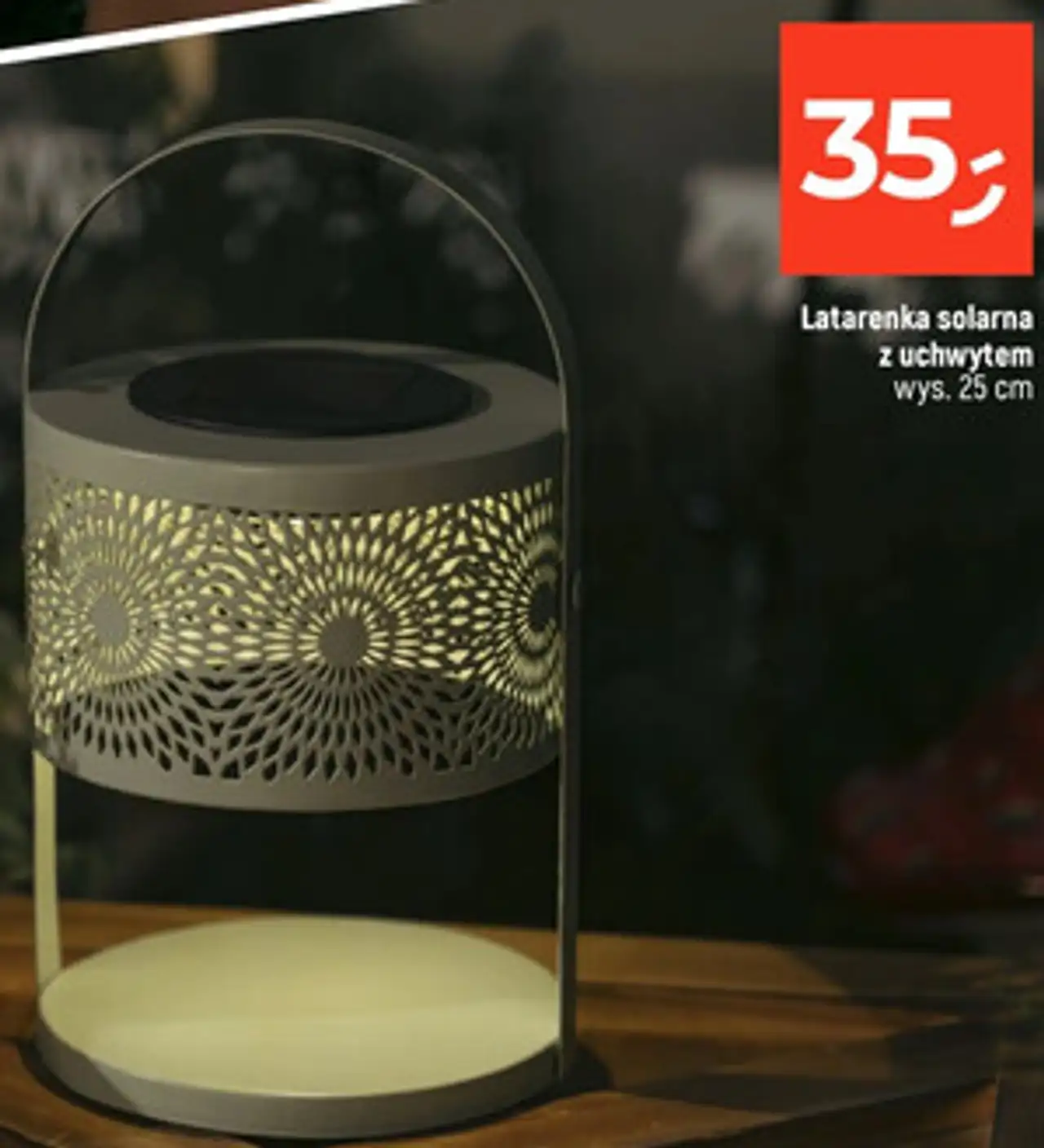 Latarenka solarna z uchwytem wys. 25 cm