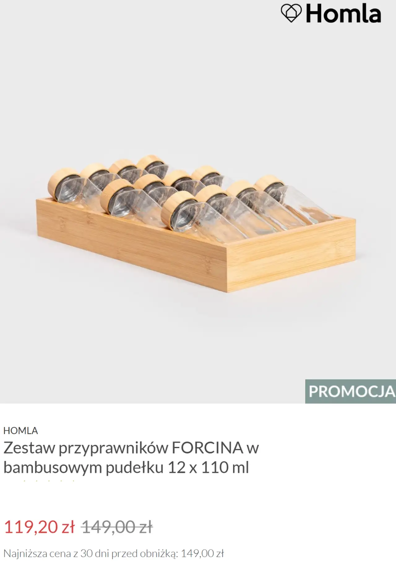 Zestaw przyprawników FORCINA w bambusowym pudełku 12 x 110 ml
