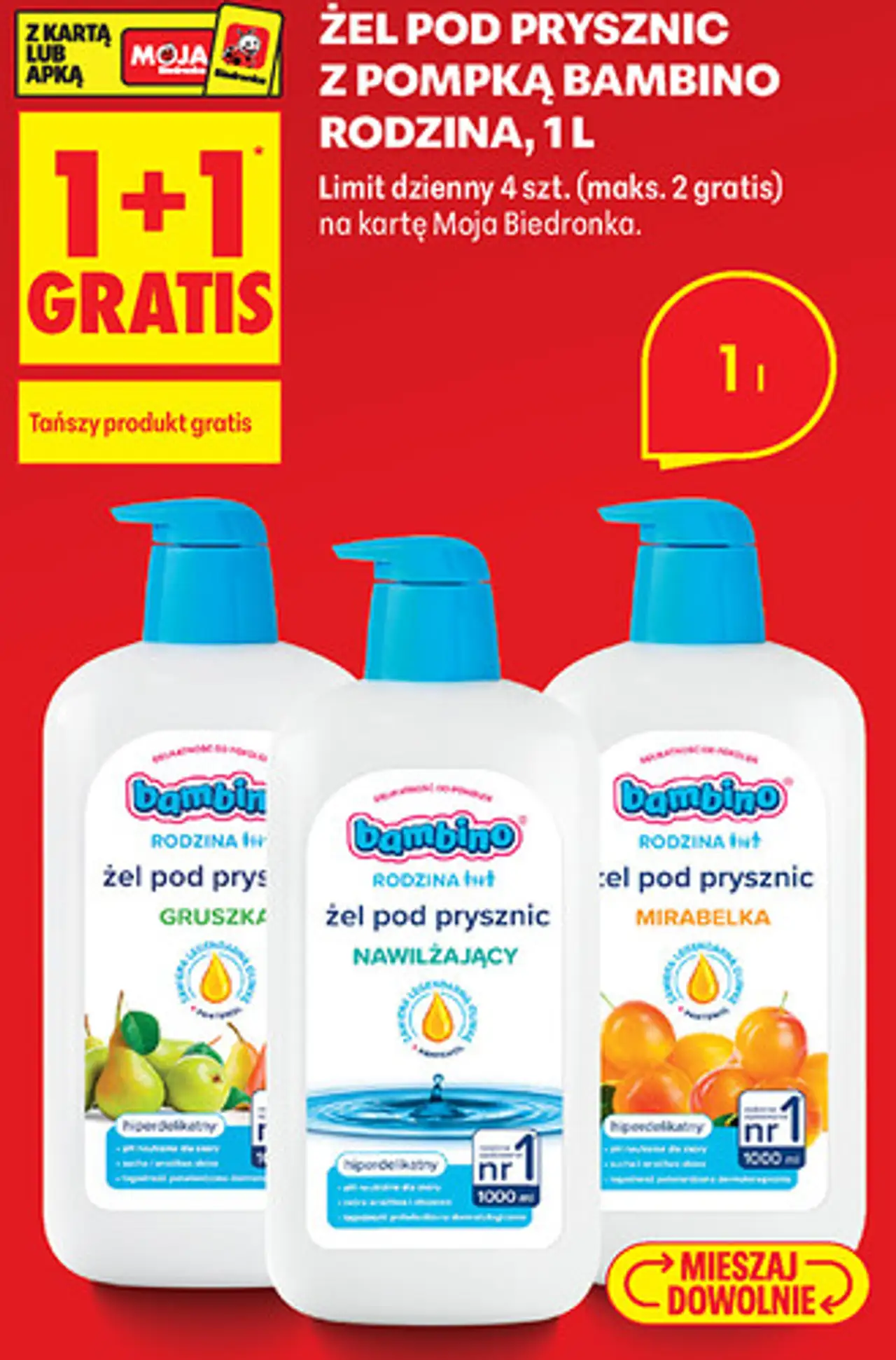 ŻEL POD PRYSZNIC Z POMPKĄ BAMBINO RODZINA, 1 L