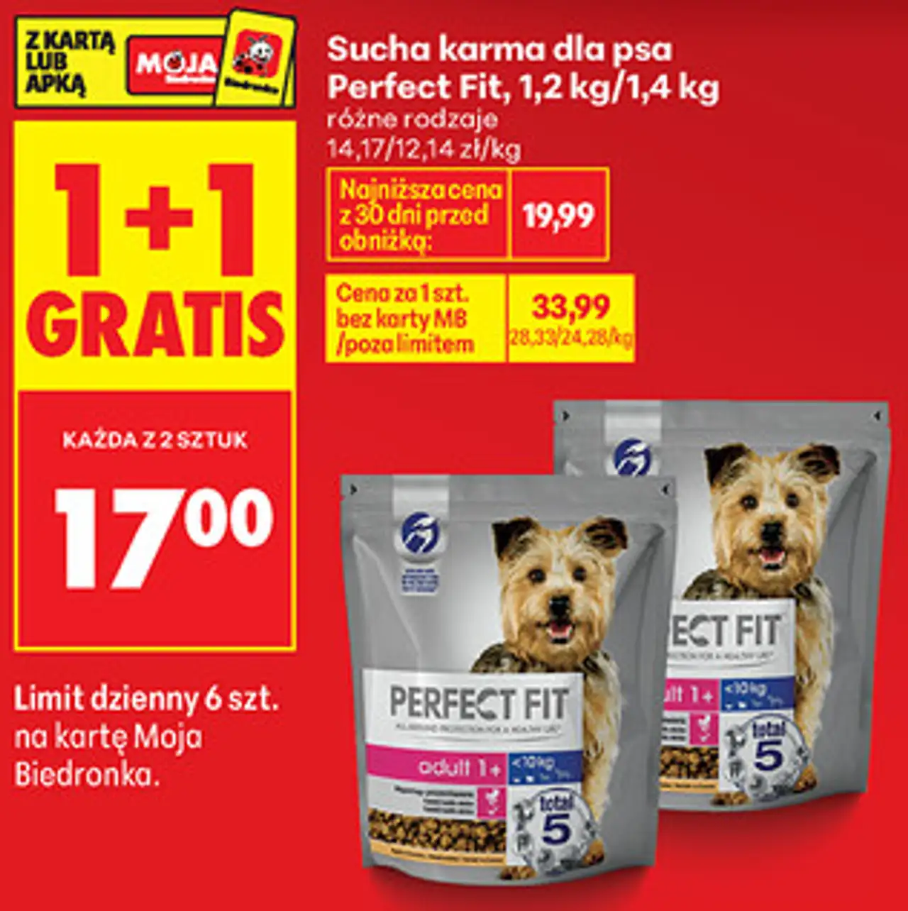 Sucha karma dla psa Perfect Fit, 1,2 kg/1,4 kg