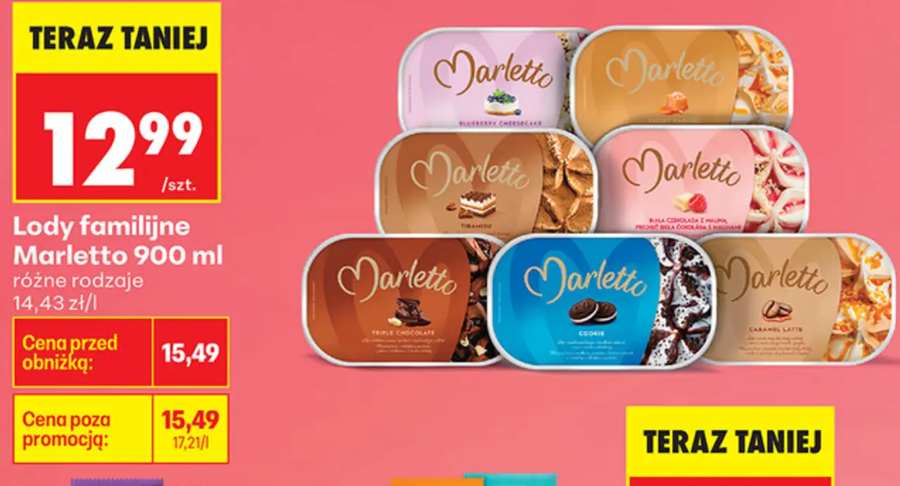 Lody familijne Marletto 900 ml różne rodzaje