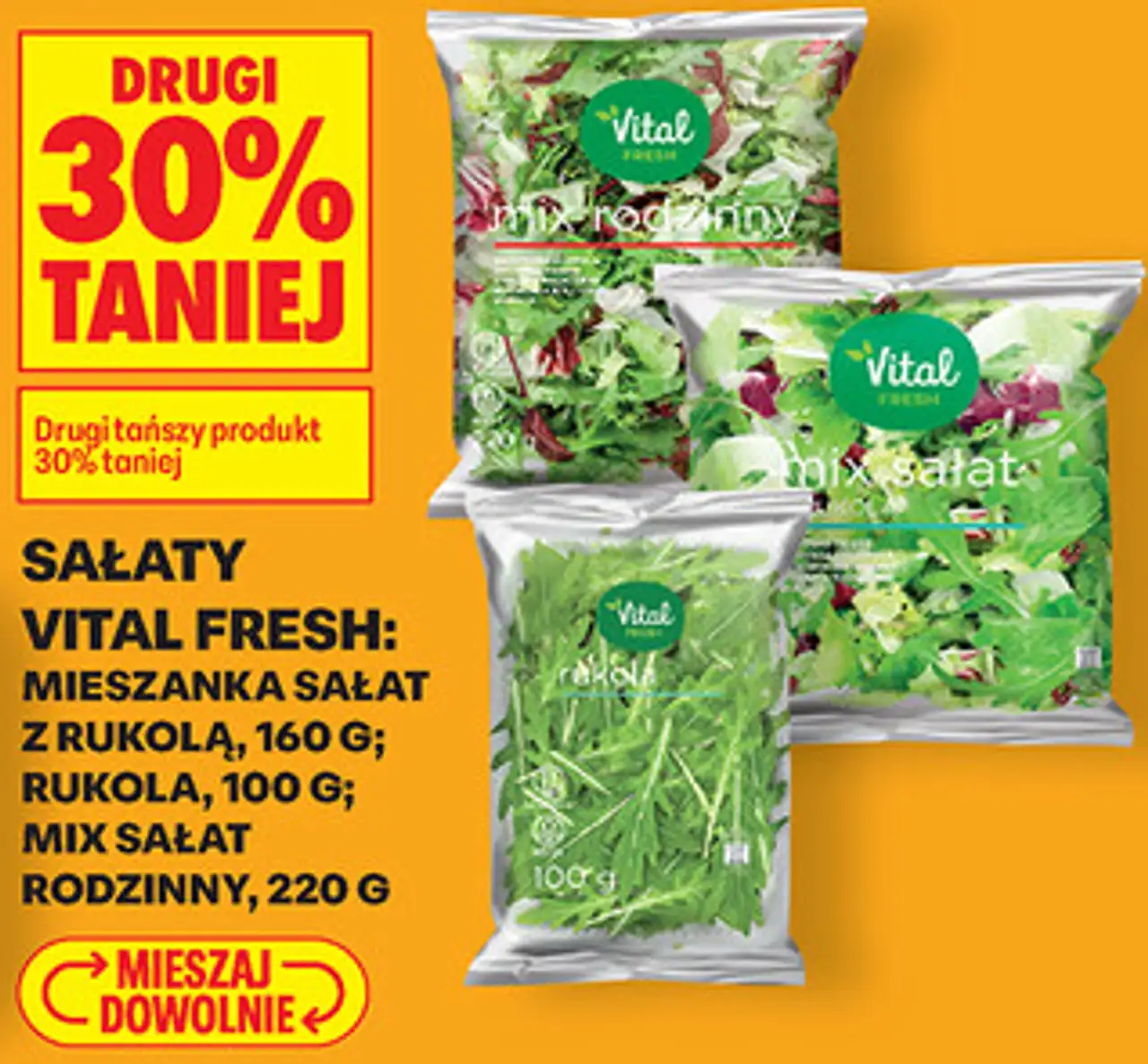 Sałaty Vital Fresh: mieszanka sałat z rukolą, rukola, mix sałat rodzinny