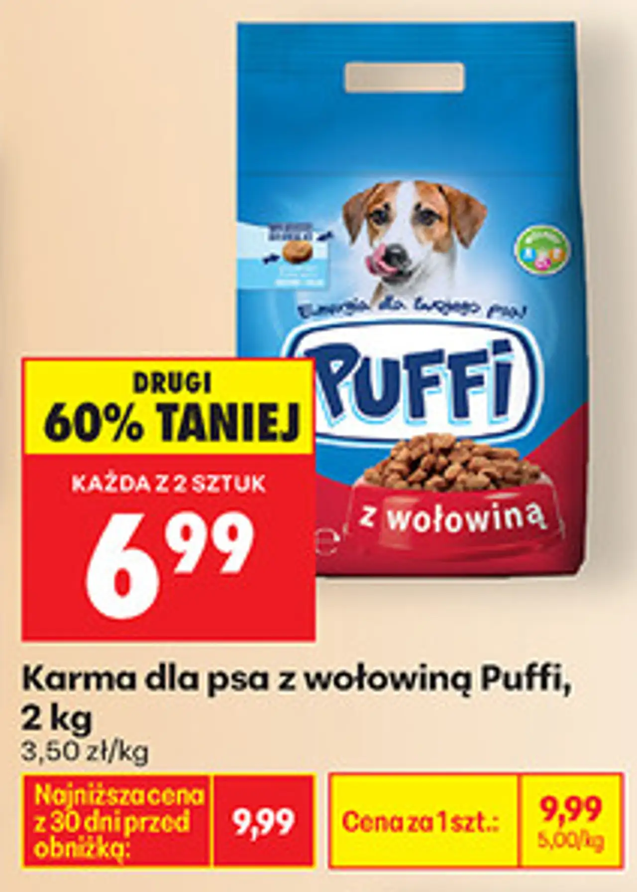 Karma dla psa z wołowiną Puffi, 2 kg