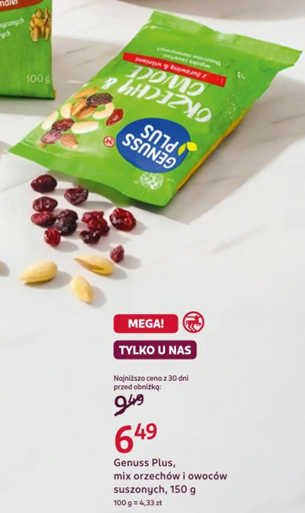 Genuss Plus, mix orzechów i owoców suszonych, 150 g