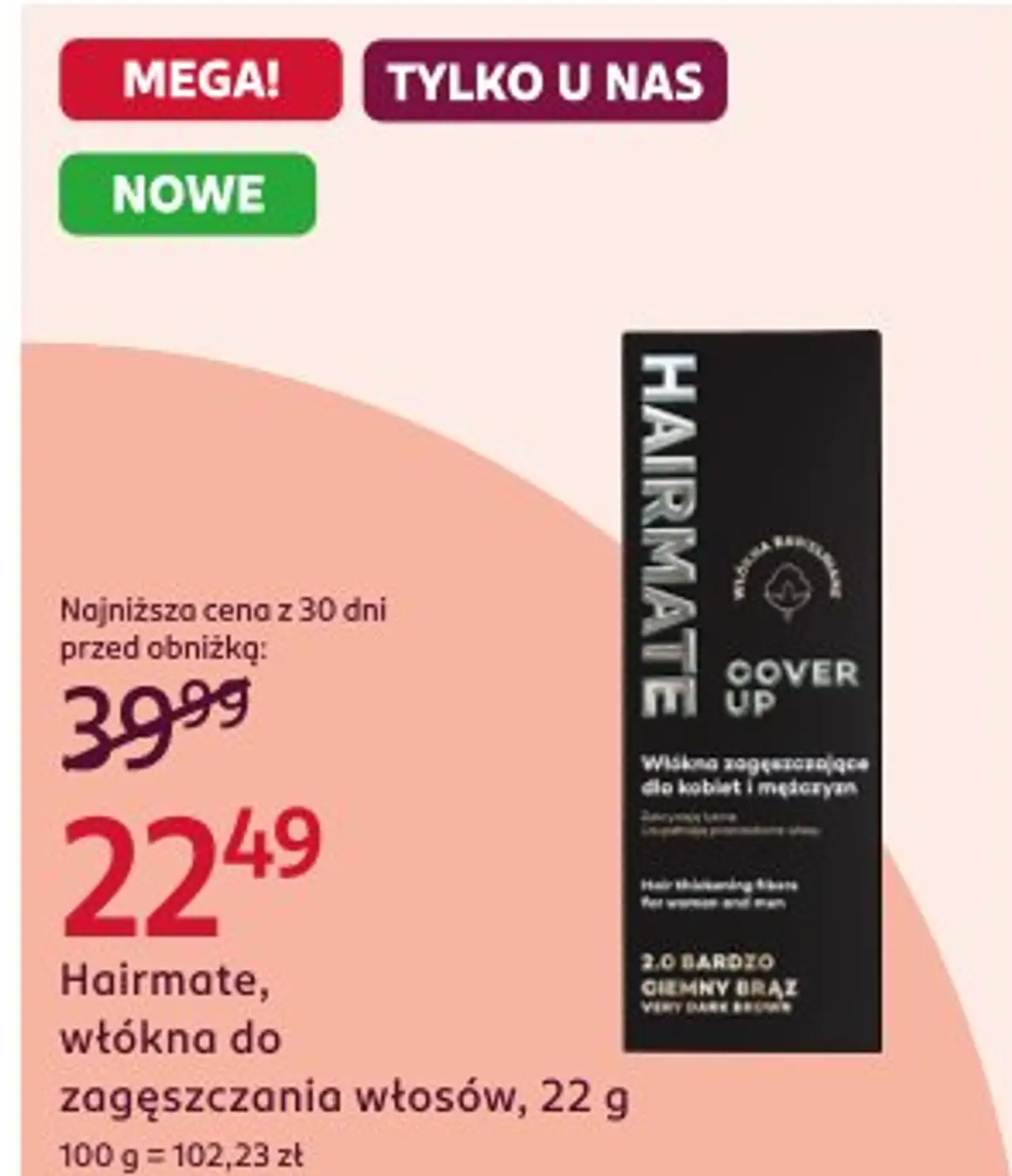 Hairmate, włókna do zagęszczania włosów, 22 g