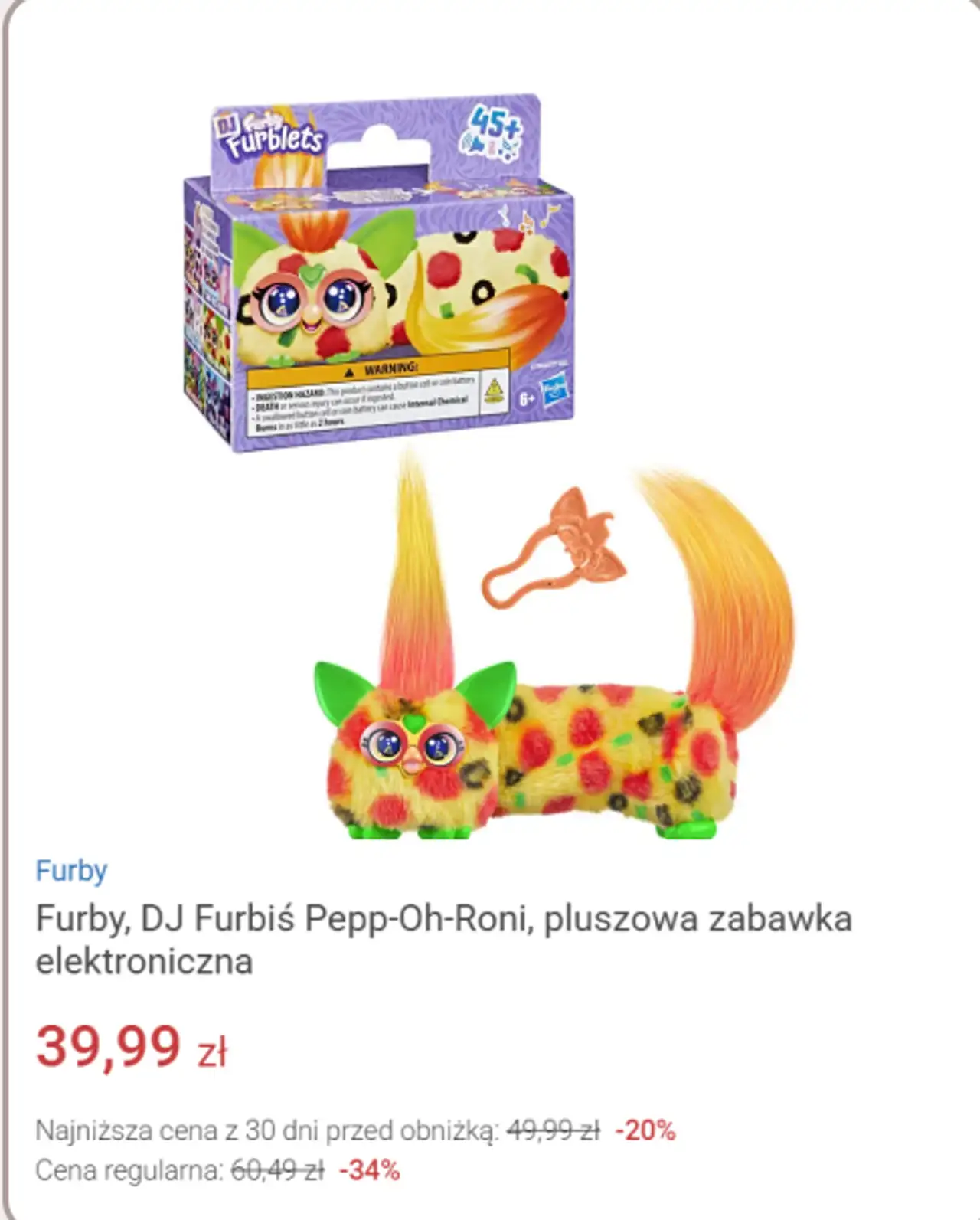 Furby, DJ Furbiś Pepp-Oh-Roni, pluszowa zabawka elektroniczna