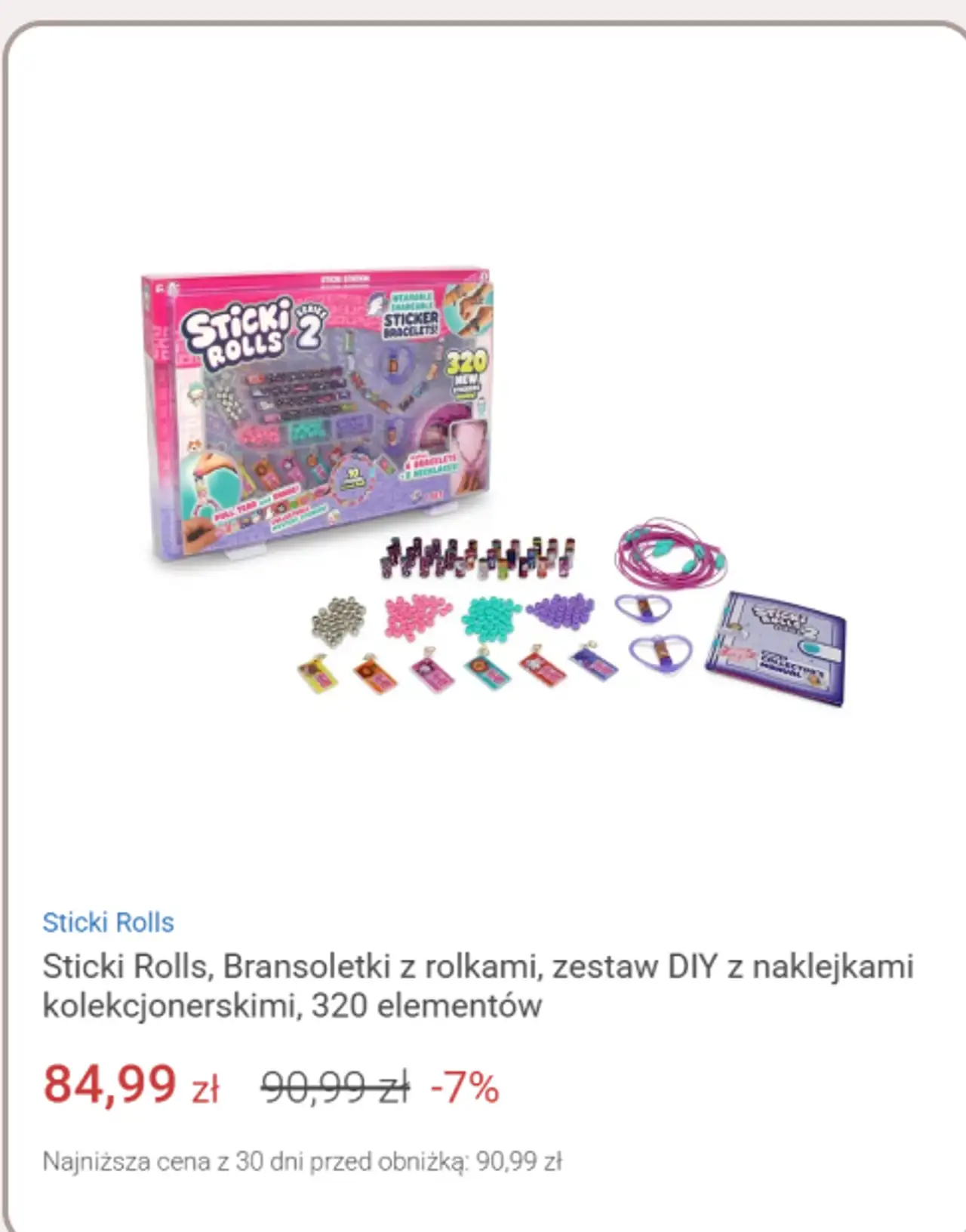 Sticki Rolls, Bransoletki z rolkami, zestaw DIY z naklejkami kolekcjonerskimi, 320 elementów