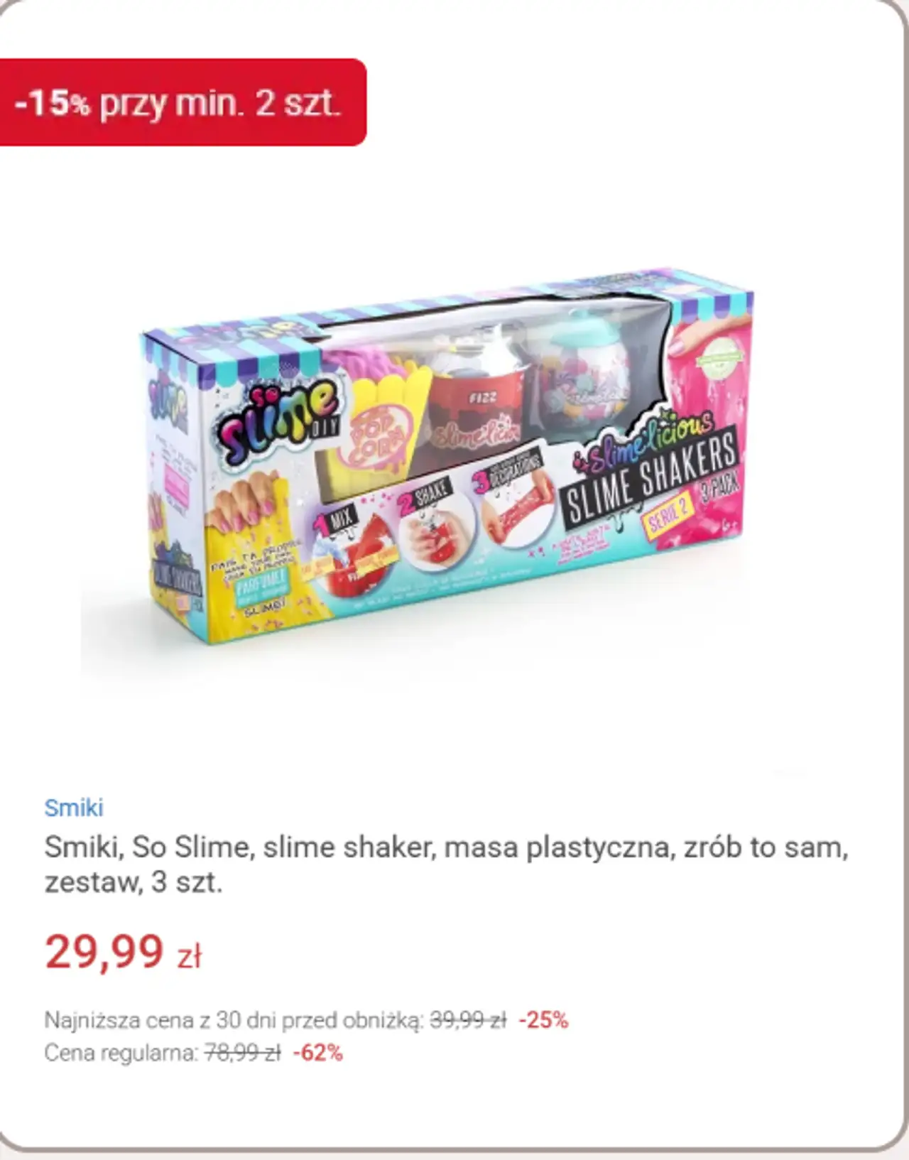 Smiki, So Slime, slime shaker, masa plastyczna, zrób to sam, zestaw, 3 szt.