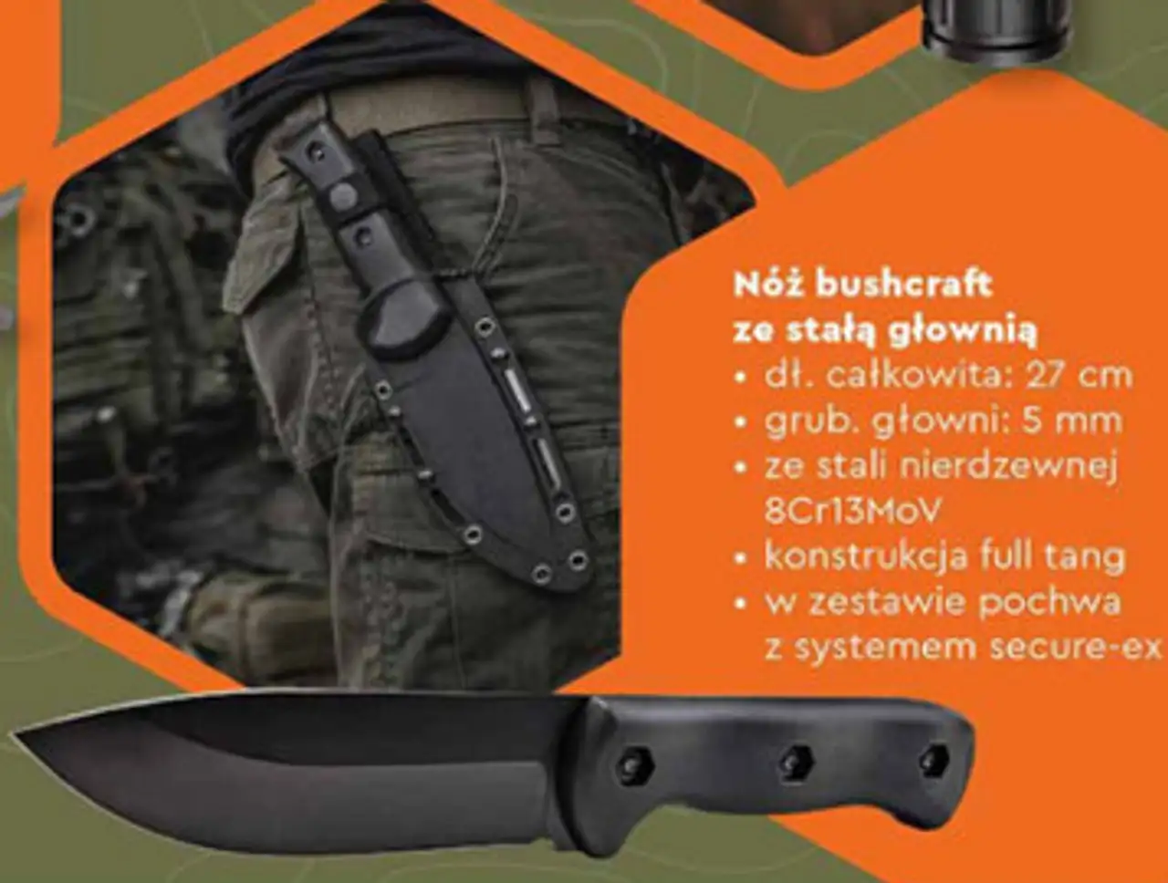 WILD TREK Akcesoria survivalowe Nóż bushcraft ze stałą głownią