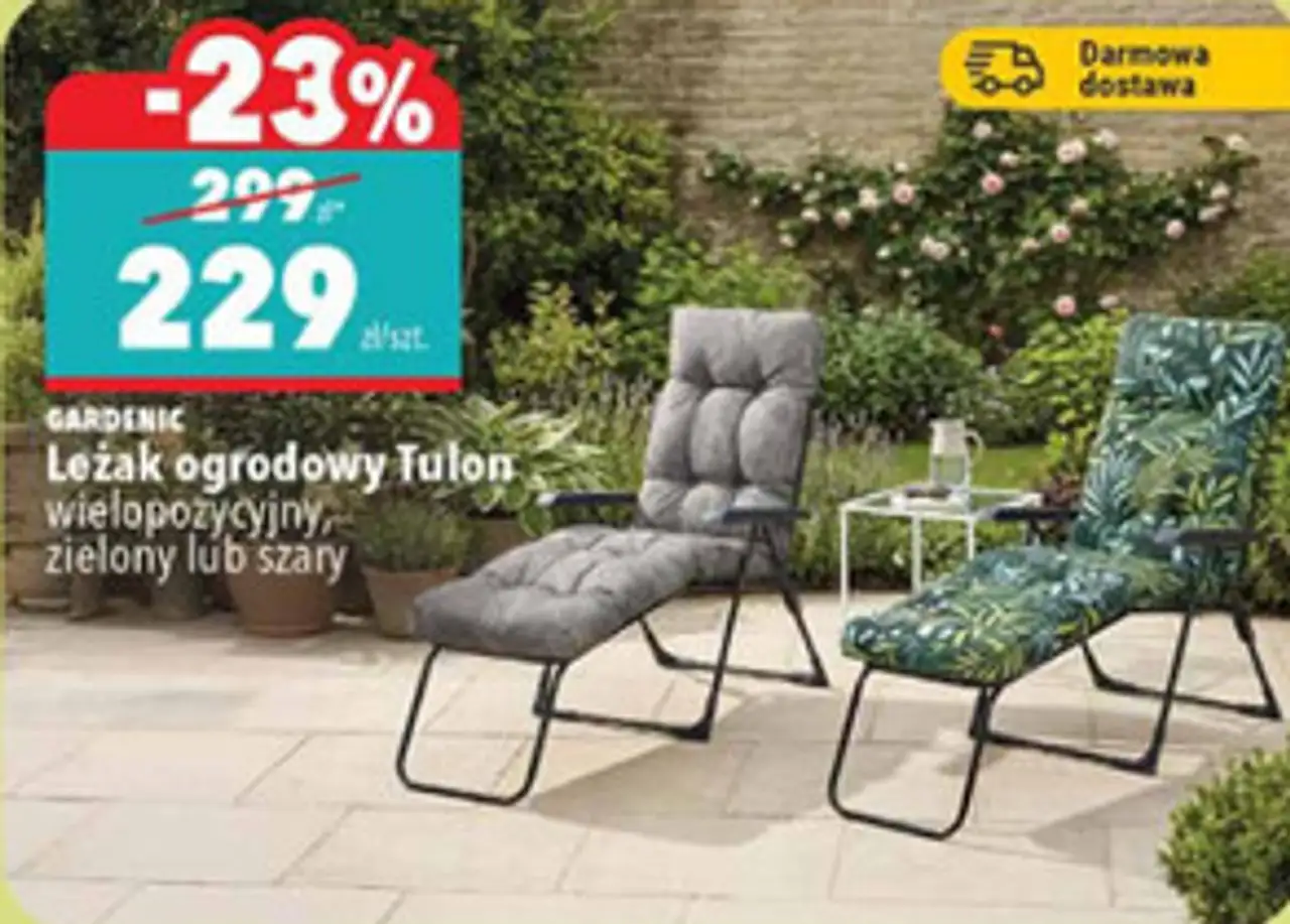 Leżak ogrodowy Tulon wielopozycyjny, zielony lub szary