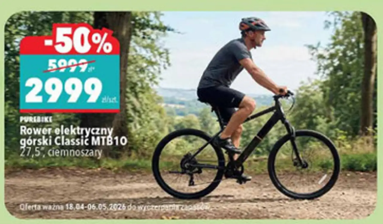 PUREBIKE Rower elektryczny górski Classic MTB10 27,5", ciemnoszary