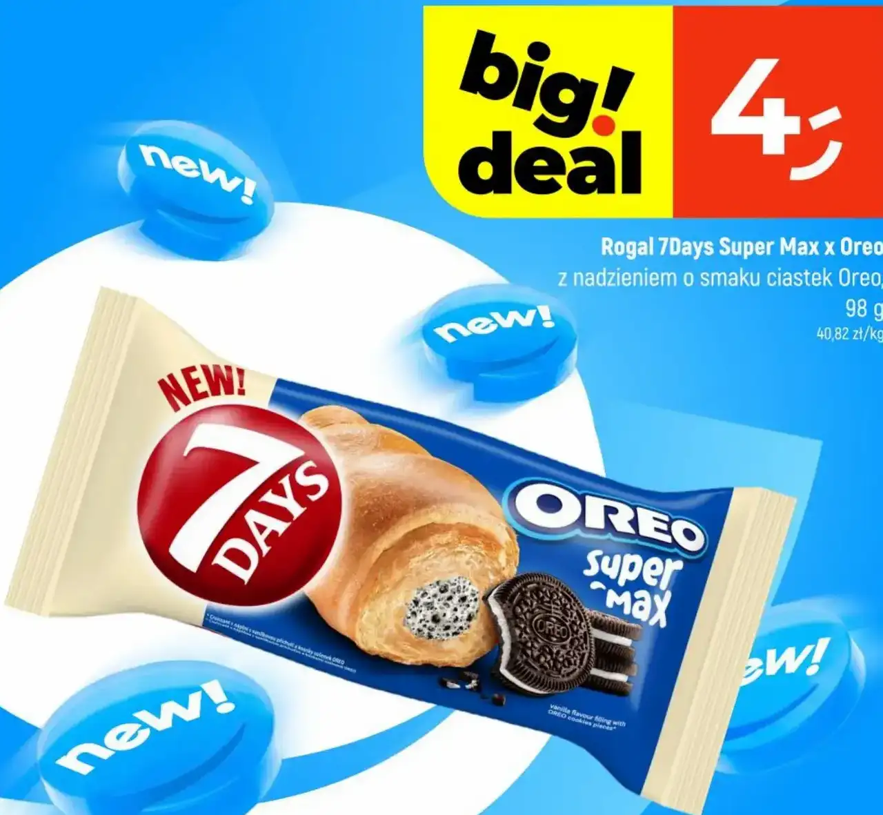 Rogal 7Days Super Max x Oreo z nadzieniem o smaku ciastek Oreo, 98 g
